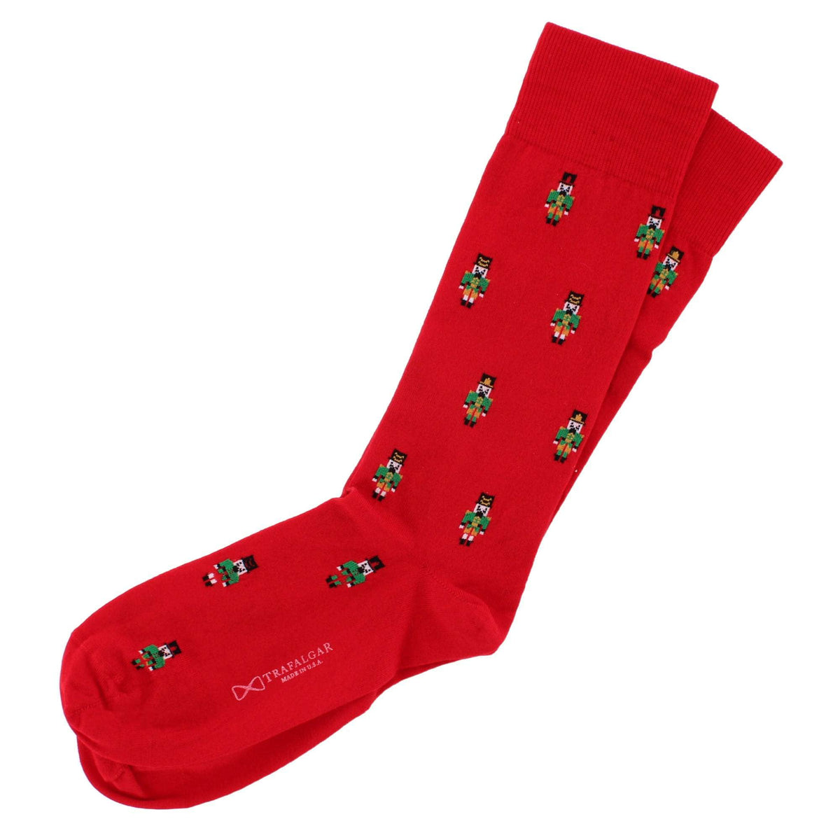 Nutcracker Army Holiday Mid Calf Mercerized Cotton Socks (1 Pair) - Red