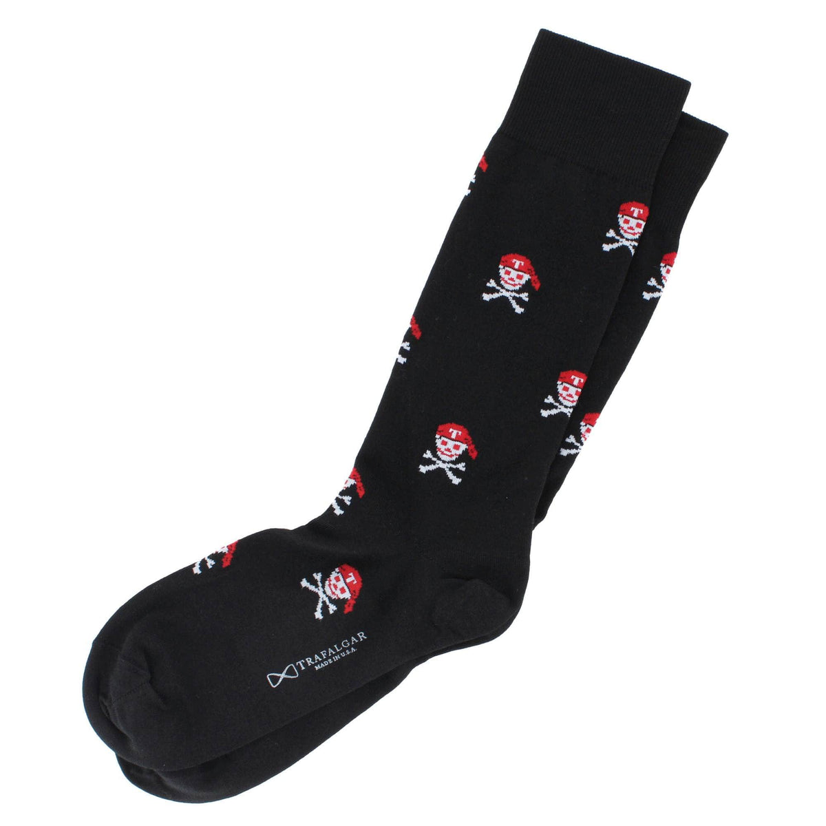 Aye Matey Pirate Skull Mid Calf Mercerized Cotton Socks (1Pair) - Black