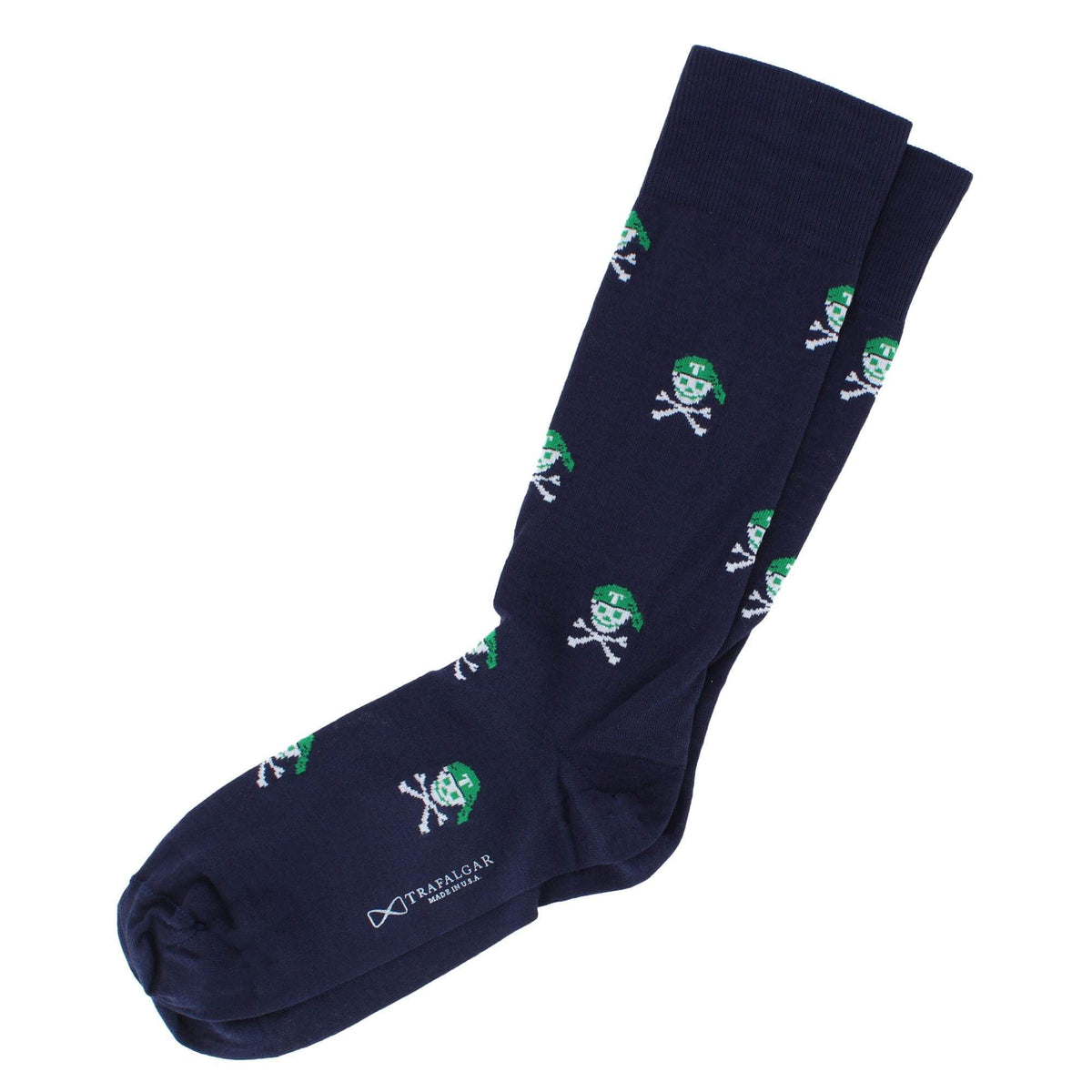 Aye Matey Pirate Skull Mid Calf Mercerized Cotton Socks (1Pair) - Navy