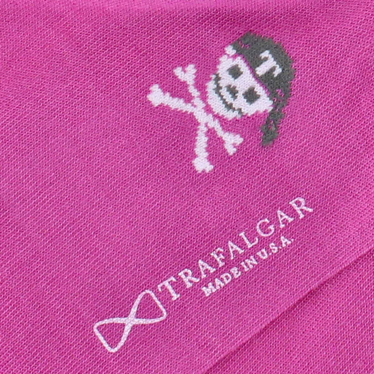Aye Matey Pirate Skull Mid Calf Mercerized Cotton Socks (1Pair) - Pink