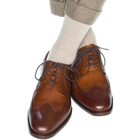 Jasper Mercerized Cotton Ribbed Mid-Calf Solid Color Socks - Cream