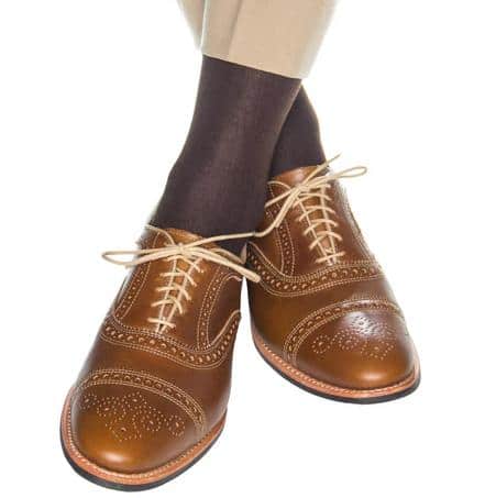 Jasper Mercerized Cotton Ribbed Mid-Calf Solid Color Socks - Coffee Brown