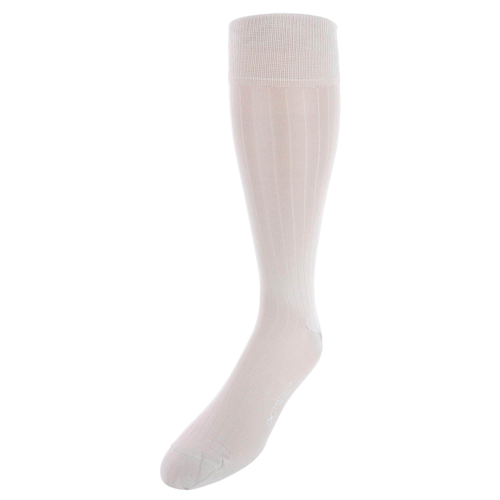 Jasper Mercerized Cotton Ribbed Mid-Calf Solid Color Socks - Tan