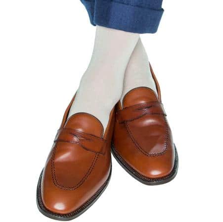Jasper Mercerized Cotton Ribbed Mid-Calf Solid Color Socks - Tan