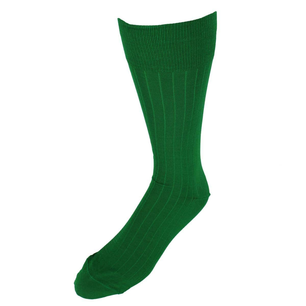 Jasper Mercerized Cotton Ribbed Mid-Calf Solid Color Socks - Green