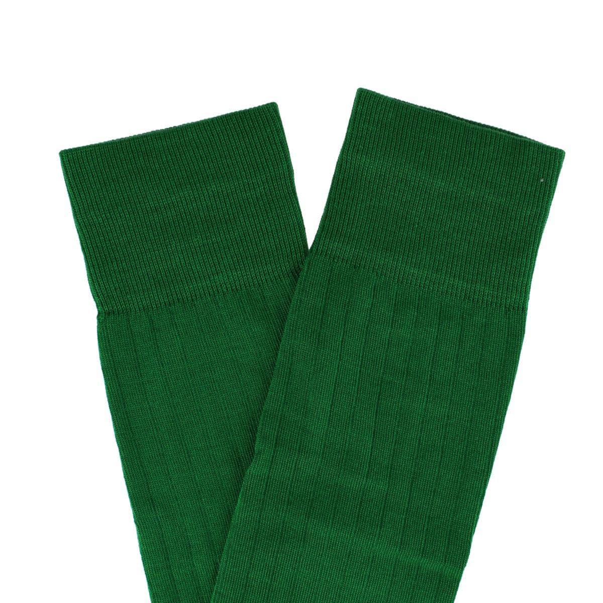 Jasper Mercerized Cotton Ribbed Mid-Calf Solid Color Socks - Green