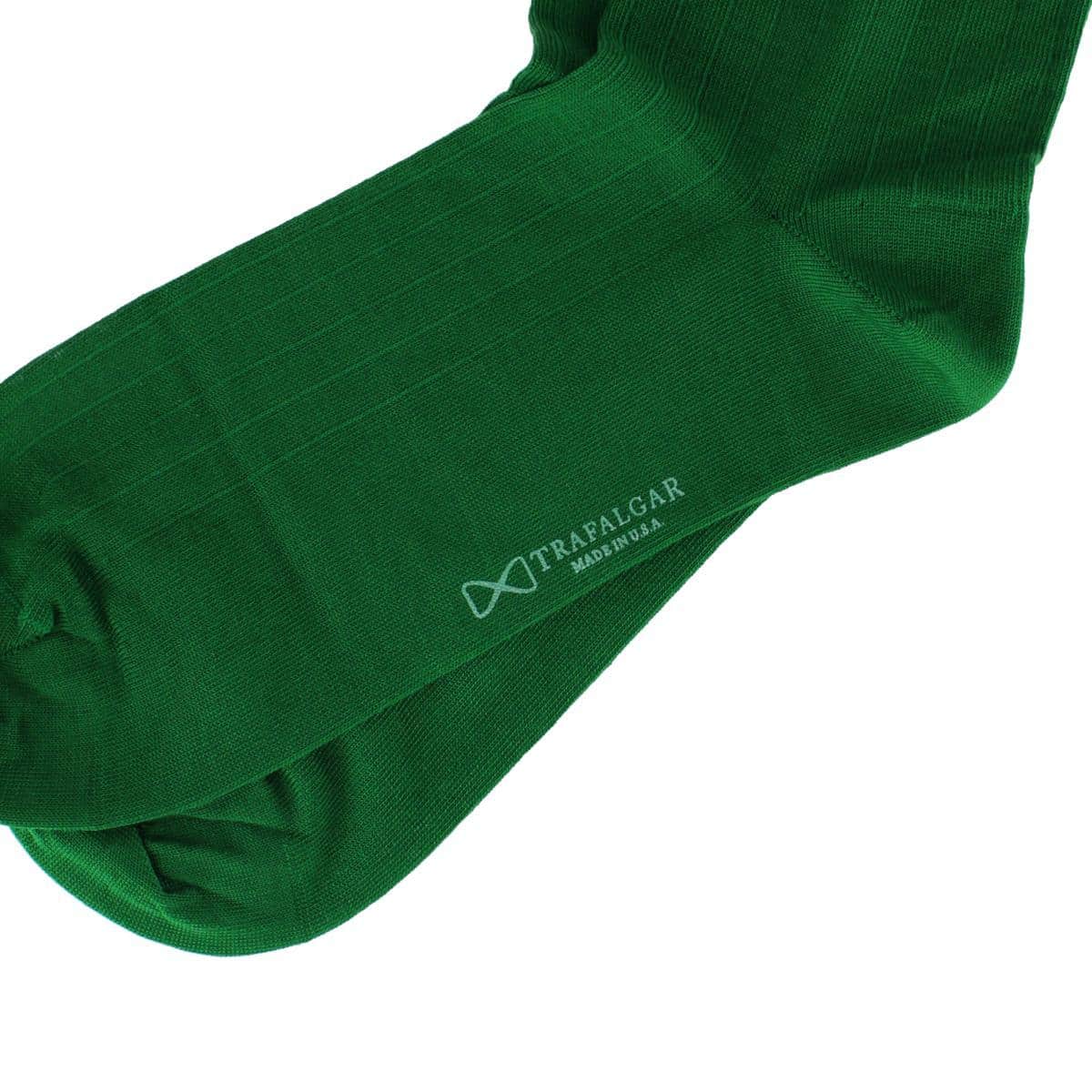 Jasper Mercerized Cotton Ribbed Mid-Calf Solid Color Socks - Green