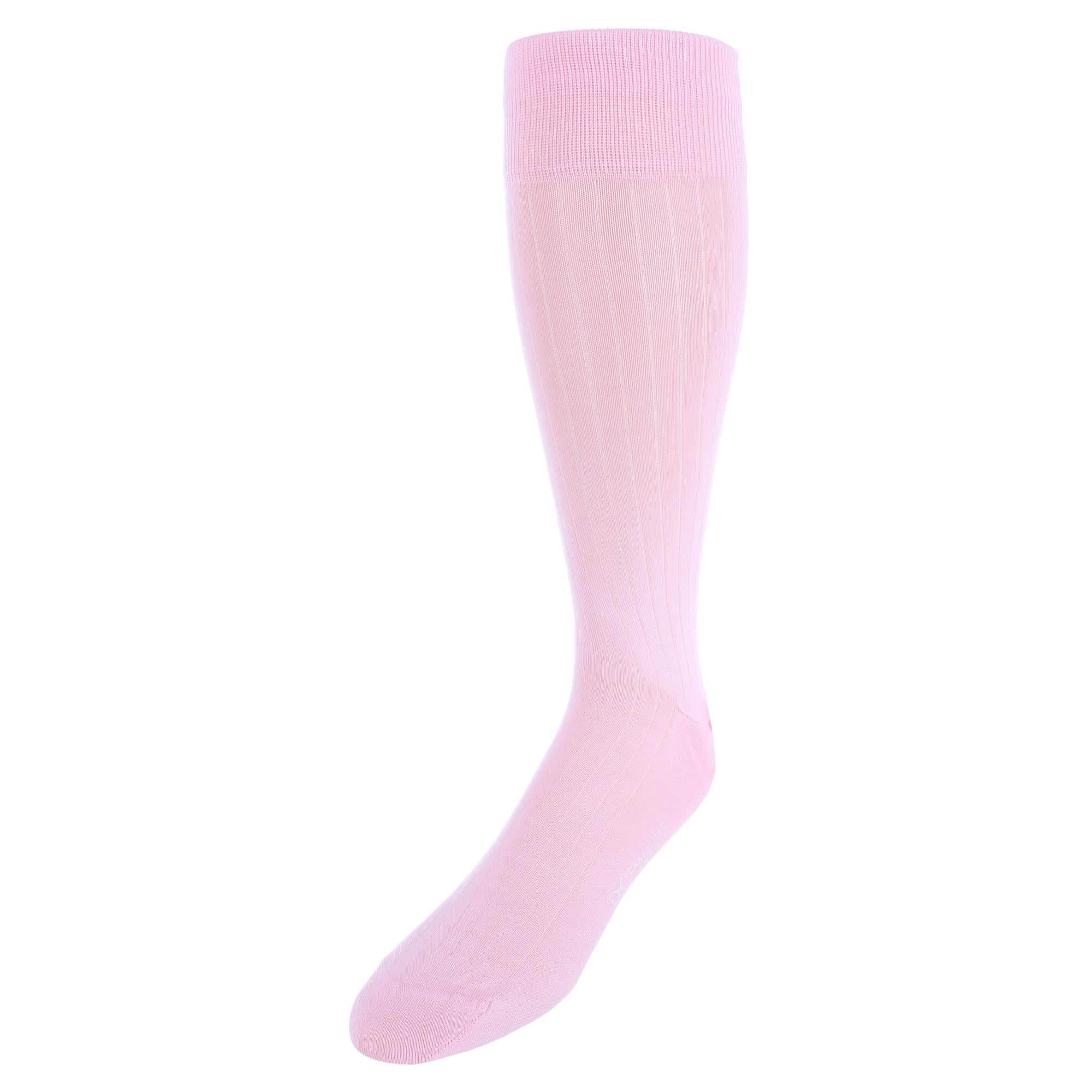 Jasper Mercerized Cotton Ribbed Mid-Calf Solid Color Socks - Pink
