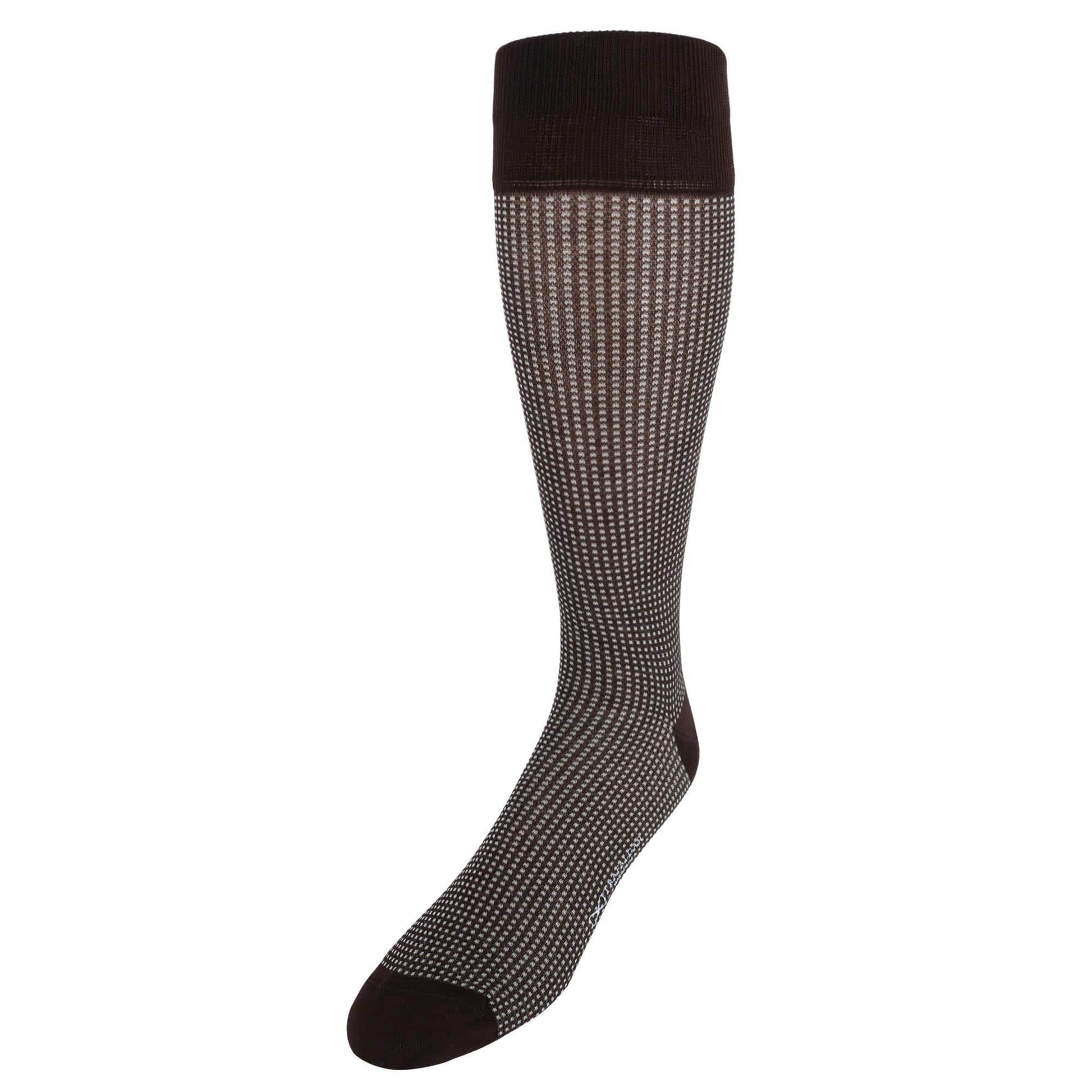 Gerald Box Designed Mercerized Cotton Mid-Calf Socks - Brown and Tan