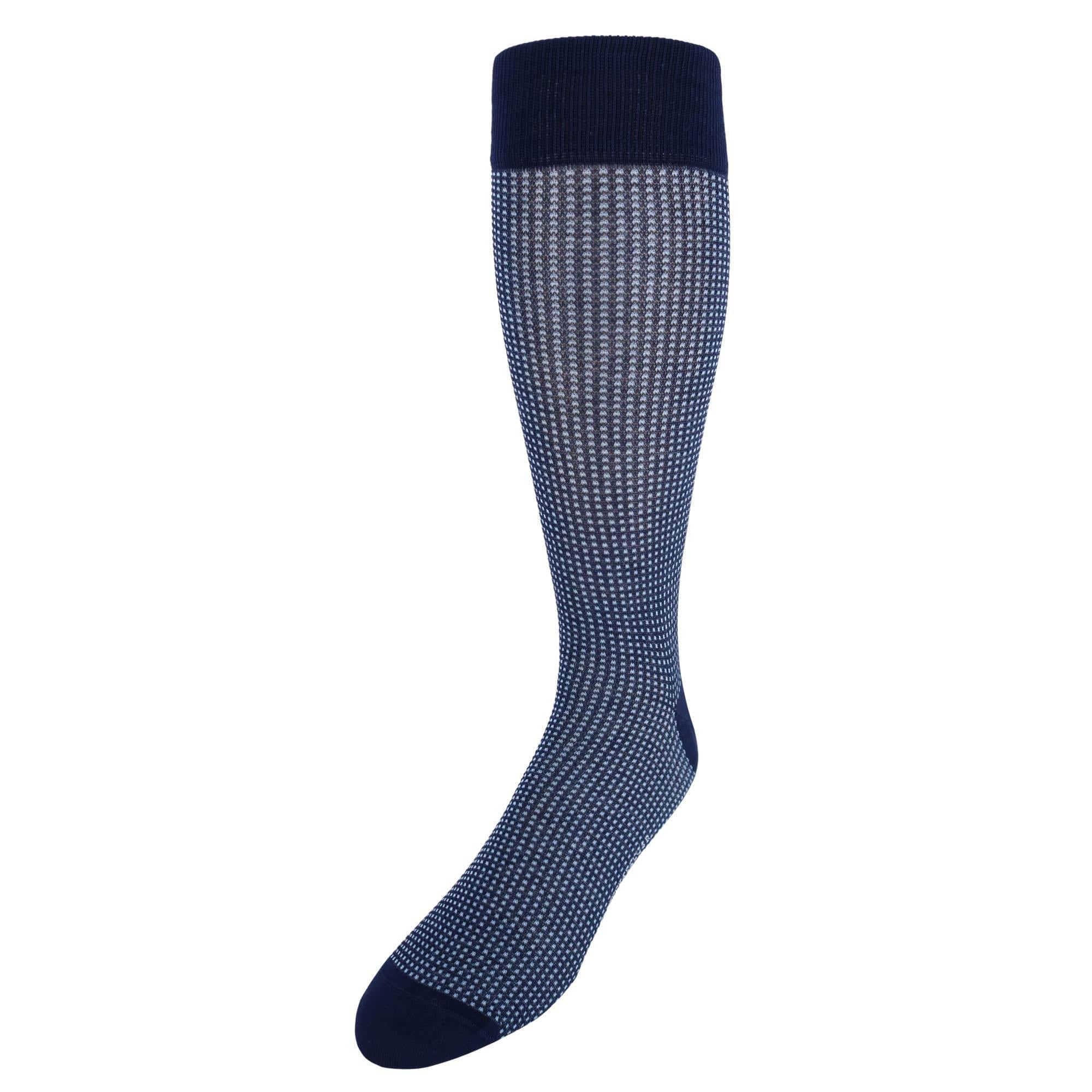 Gerald Box Designed Mercerized Cotton Mid-Calf Socks - Navy and Light Blue