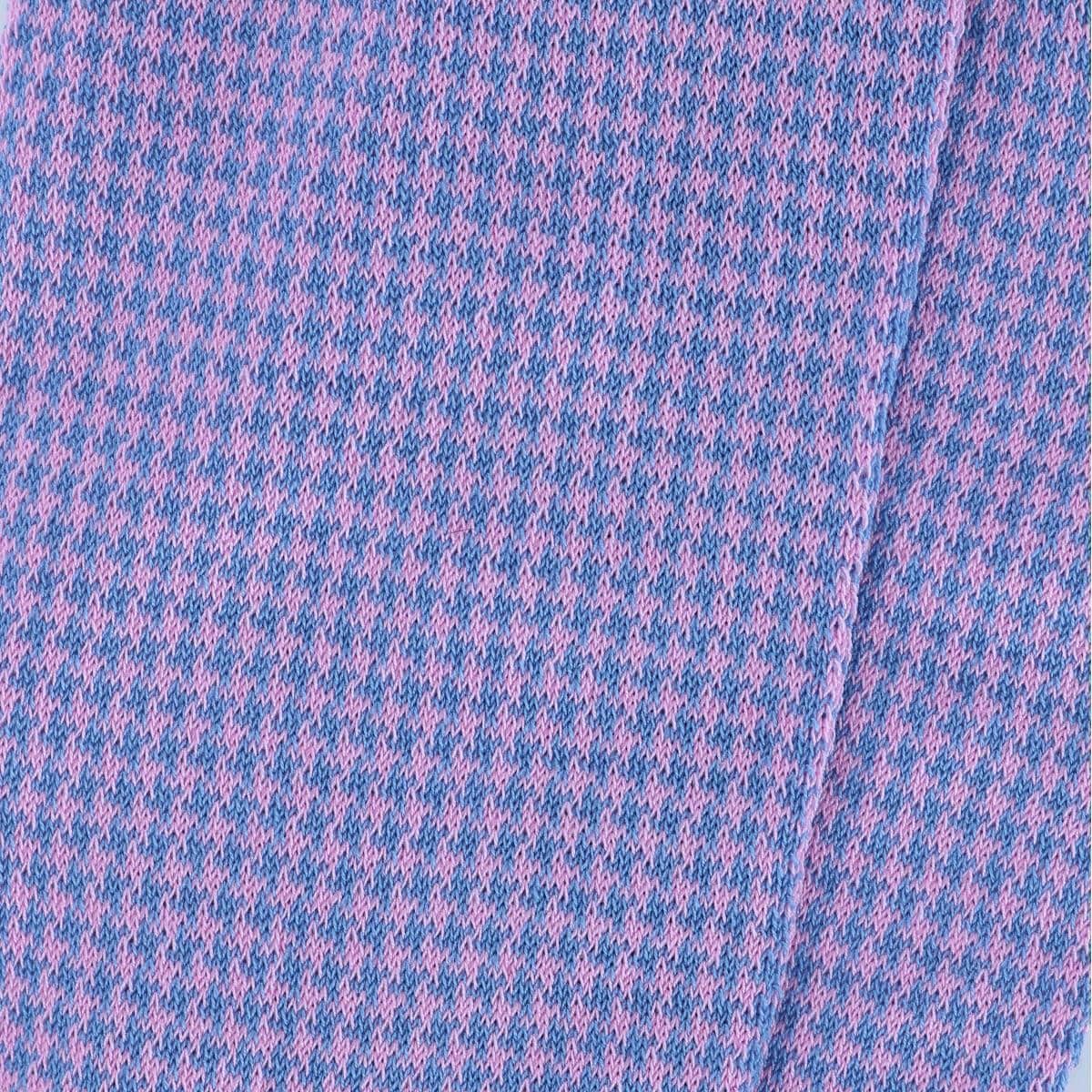 Doyle Houndstooth Design Mercerized Cotton Mid-Calf Socks - Blue with Pink