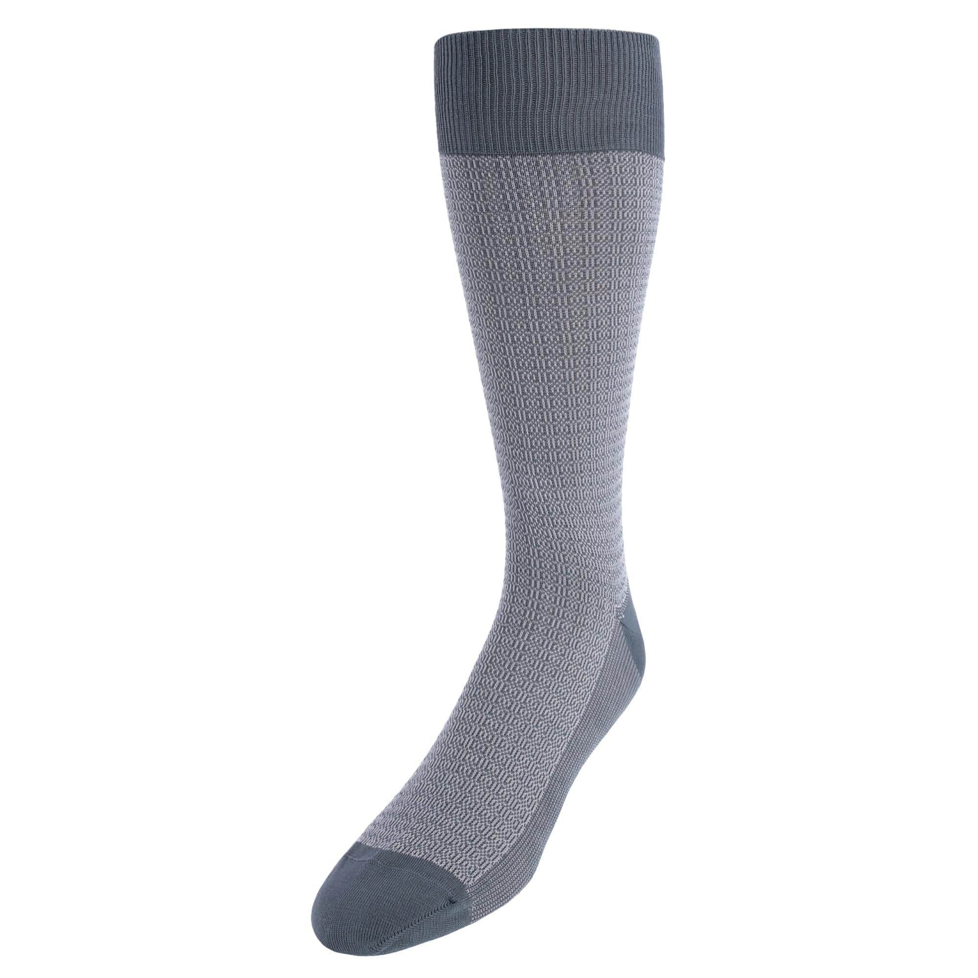 Bernard Chain Link Mercerized Cotton Mid-Calf Socks - Charcoal