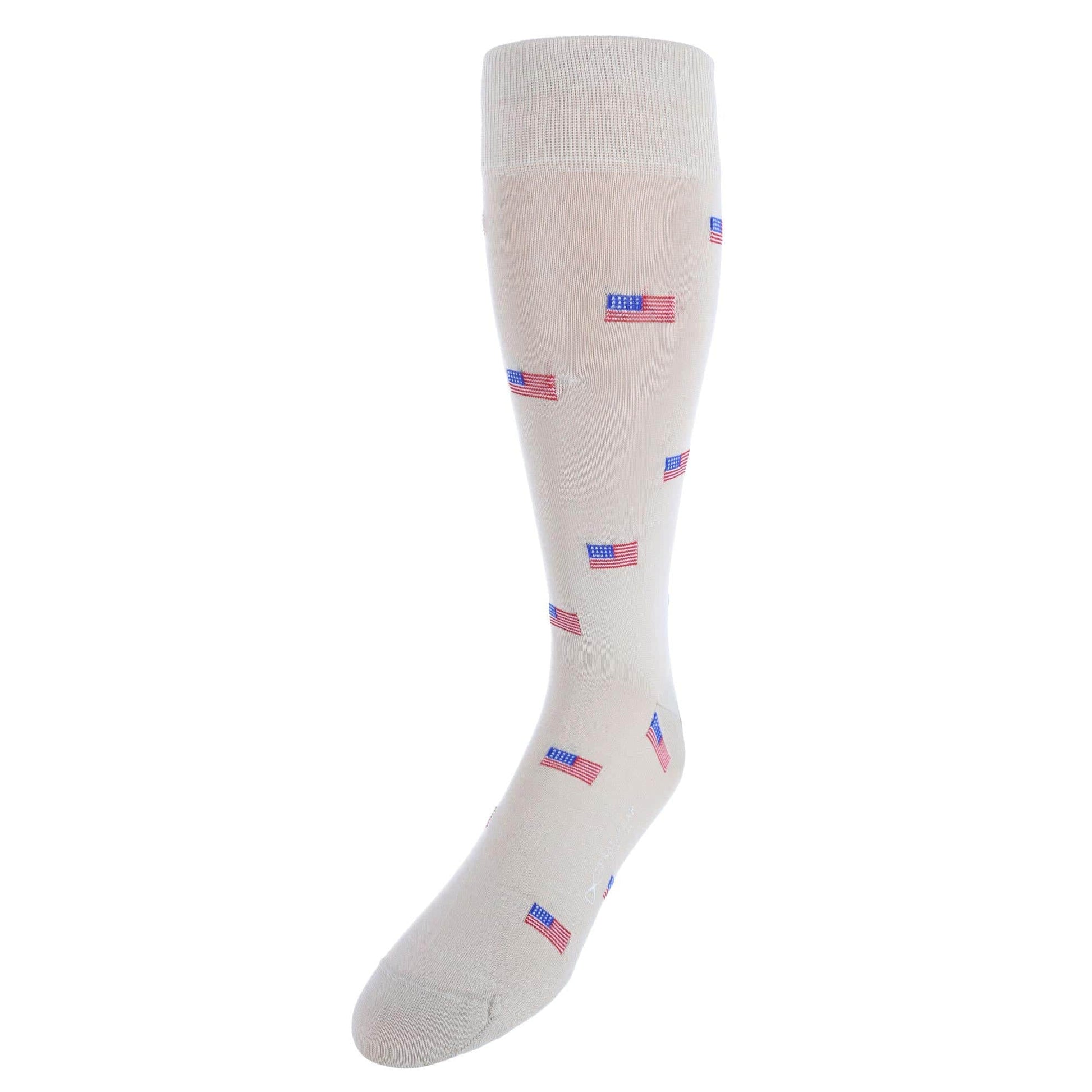 Old Glory American Flag Mercerized Cotton Mid-Calf Socks - Tan