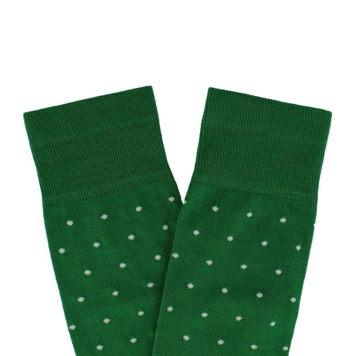 Leo Polka Dot Mercerized Cotton Mid-Calf Socks - Green with White Dots