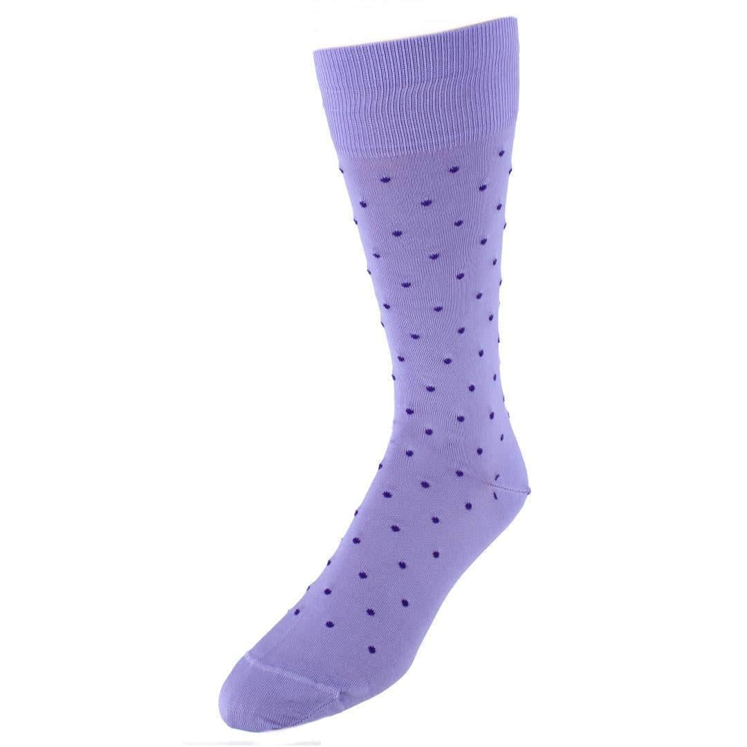 Leo Polka Dot Mercerized Cotton Mid-Calf Socks - Lavender with Purple Dots