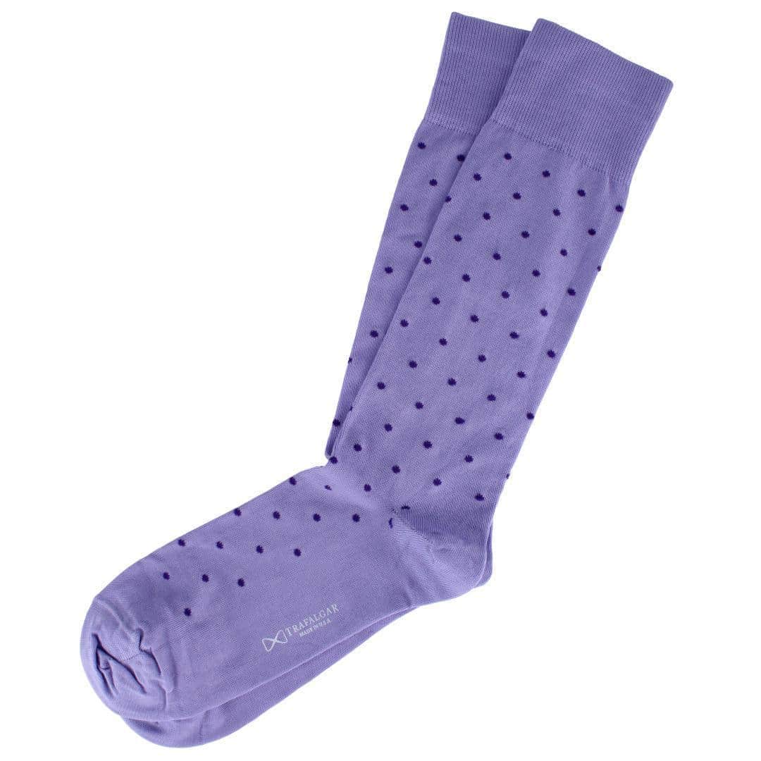 Leo Polka Dot Mercerized Cotton Mid-Calf Socks - Lavender with Purple Dots