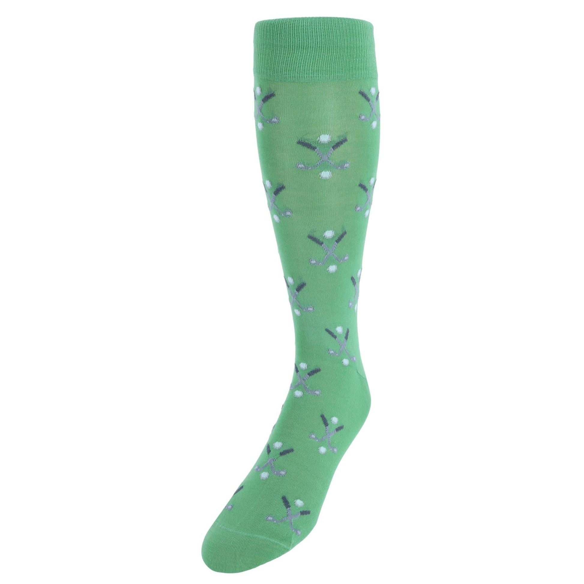 Hole In One Golf Novelty Mercerized Cotton Mid-Calf Socks - Green