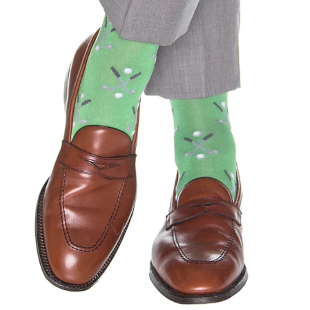 Hole In One Golf Novelty Mercerized Cotton Mid-Calf Socks - Green