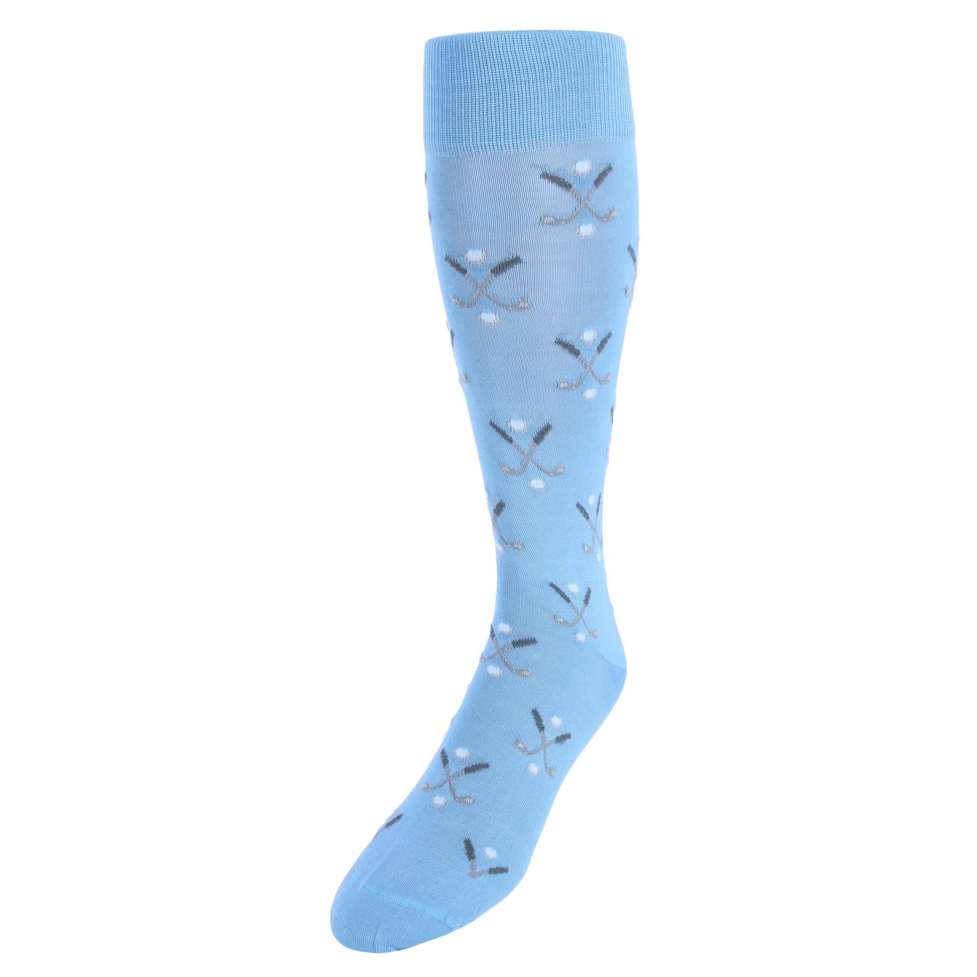 Hole In One Golf Novelty Mercerized Cotton Mid-Calf Socks - Light Blue