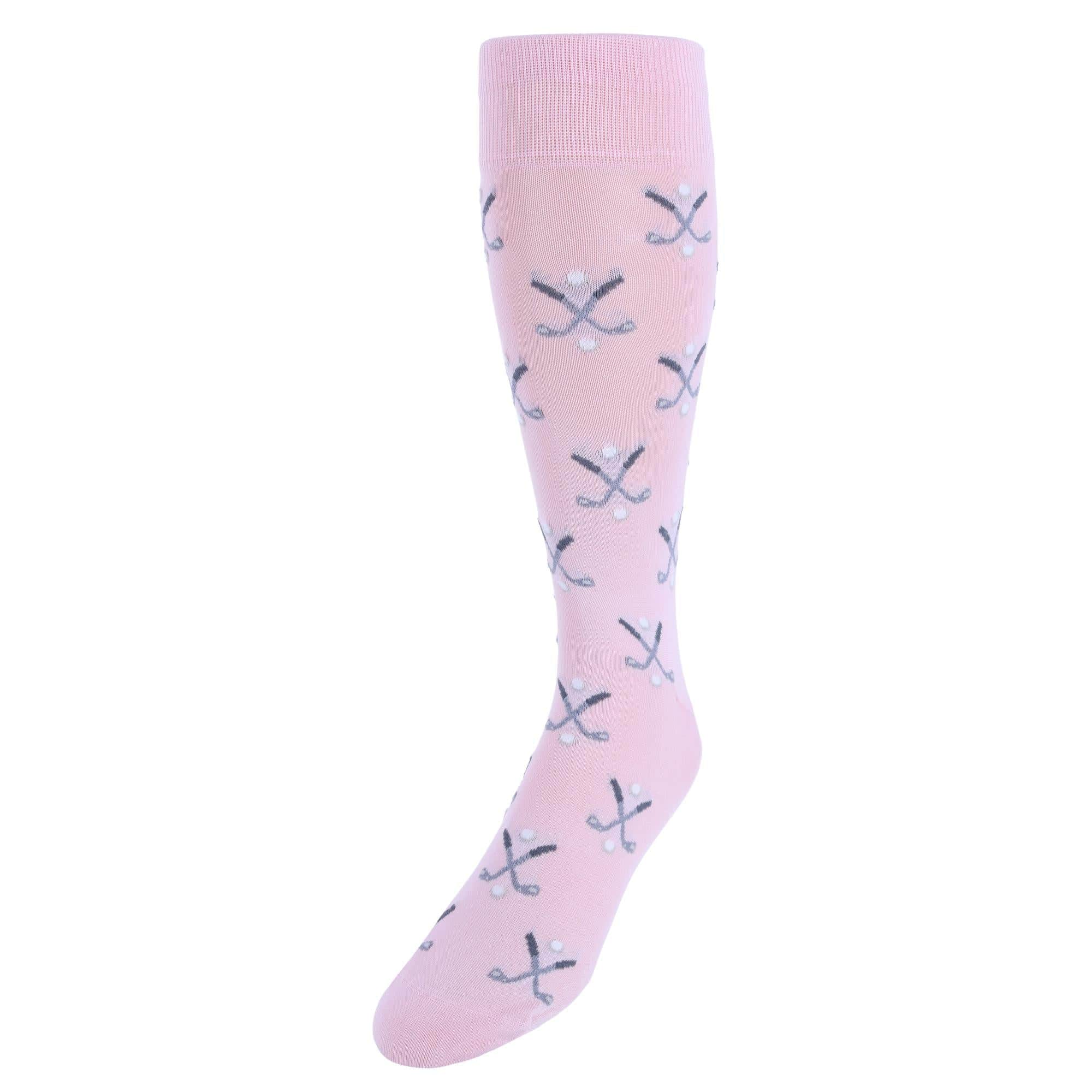 Hole In One Golf Novelty Mercerized Cotton Mid-Calf Socks - Pink
