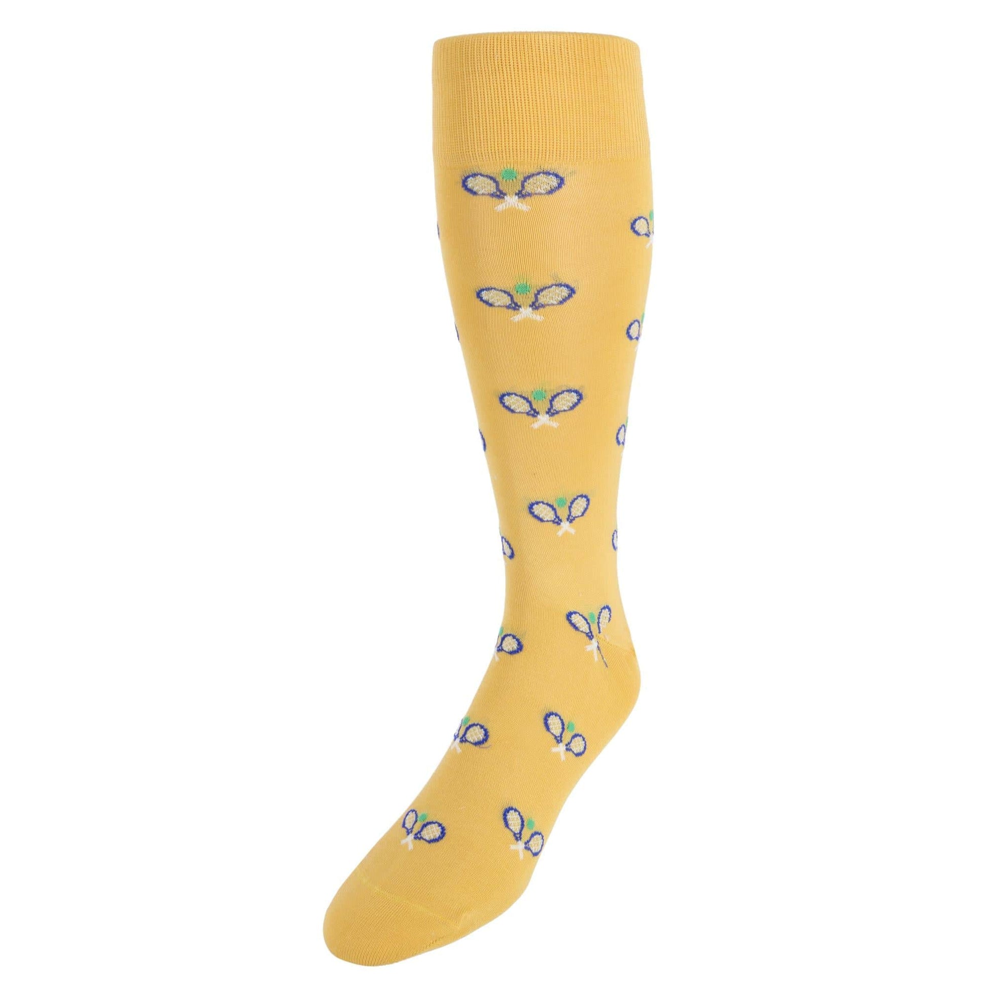 The Rally Tennis Novelty Mercerized Cotton Mid-Calf Socks - Yellow