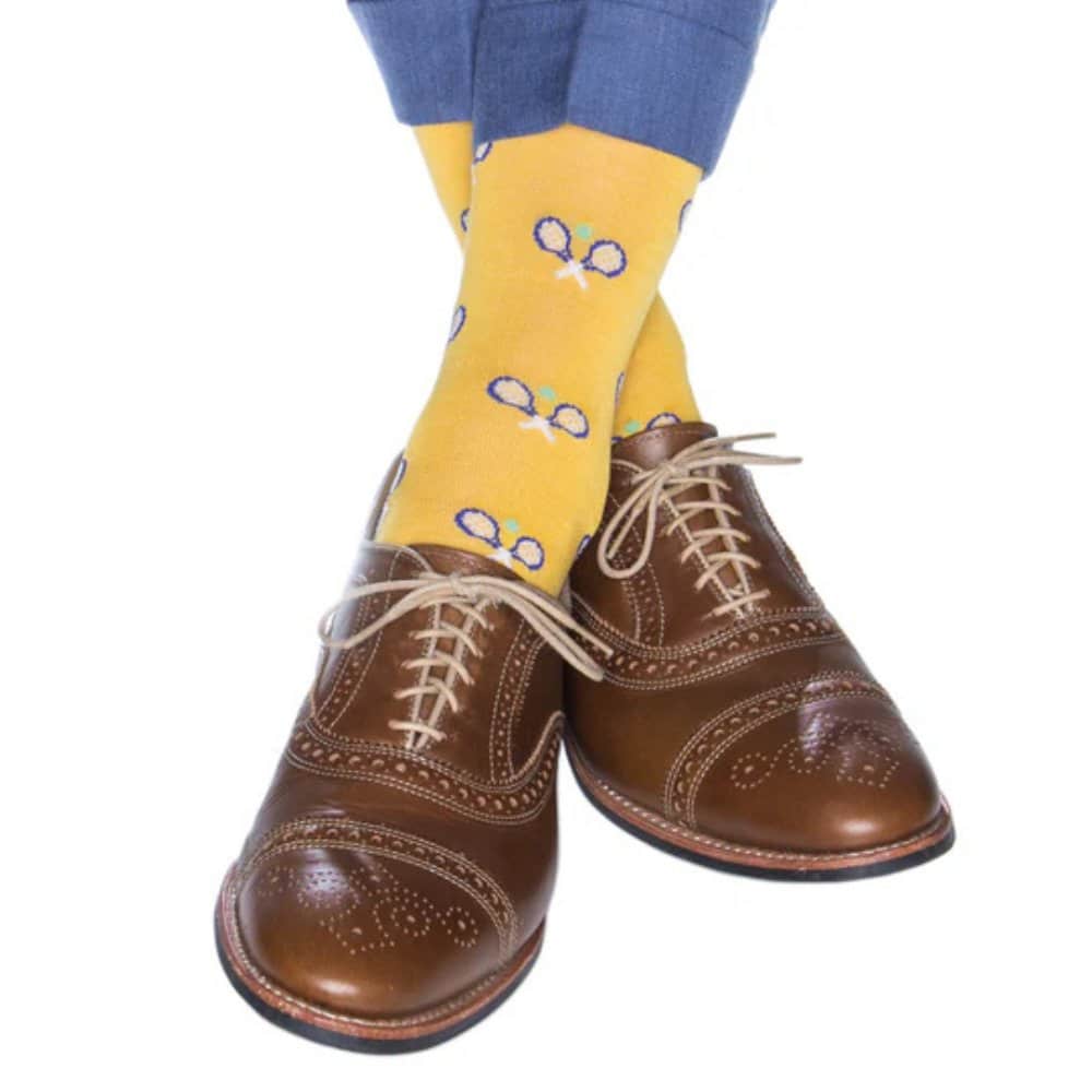 The Rally Tennis Novelty Mercerized Cotton Mid-Calf Socks - Yellow