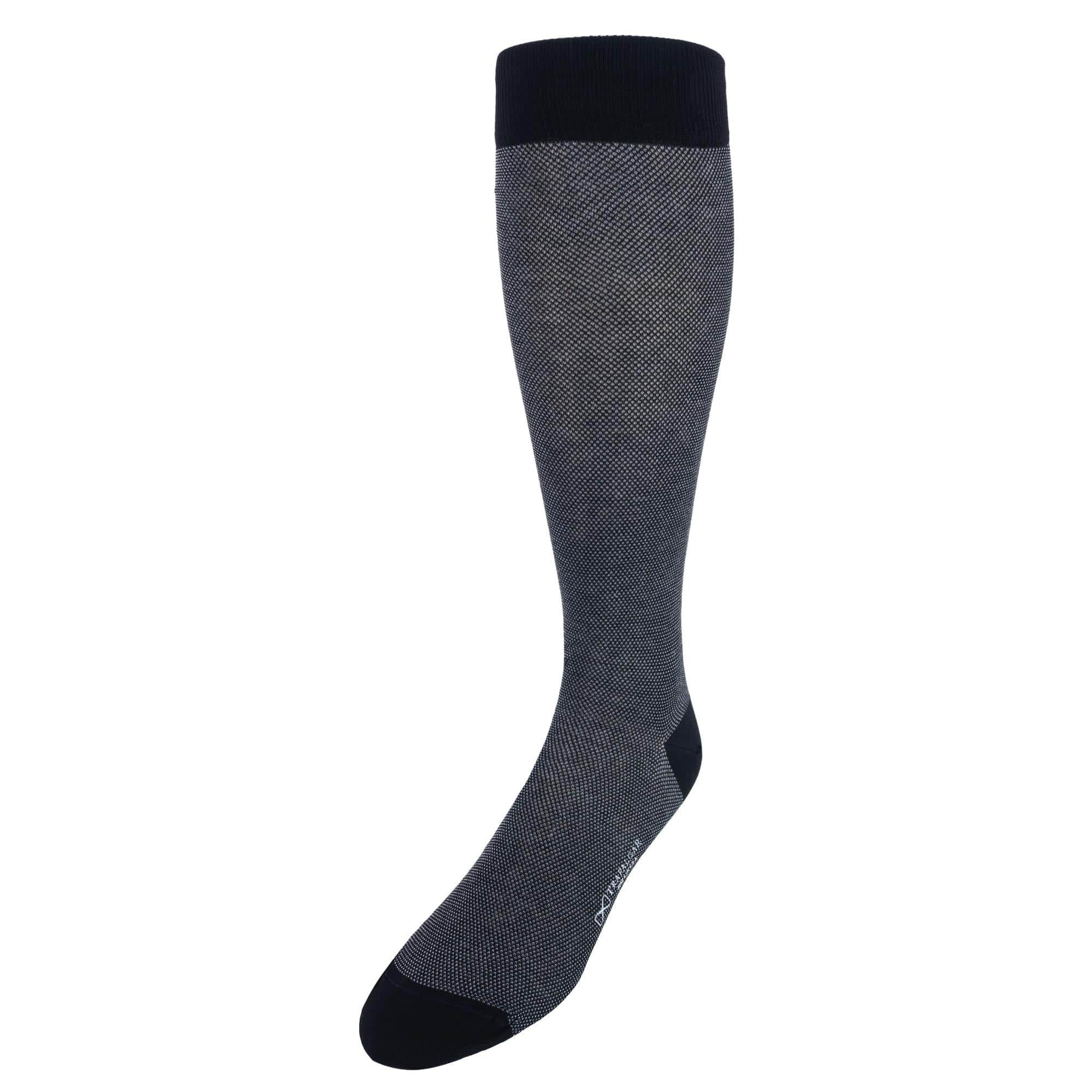Noah Nail head Design Over The Calf Mercerized Cotton Socks - Black and Grey