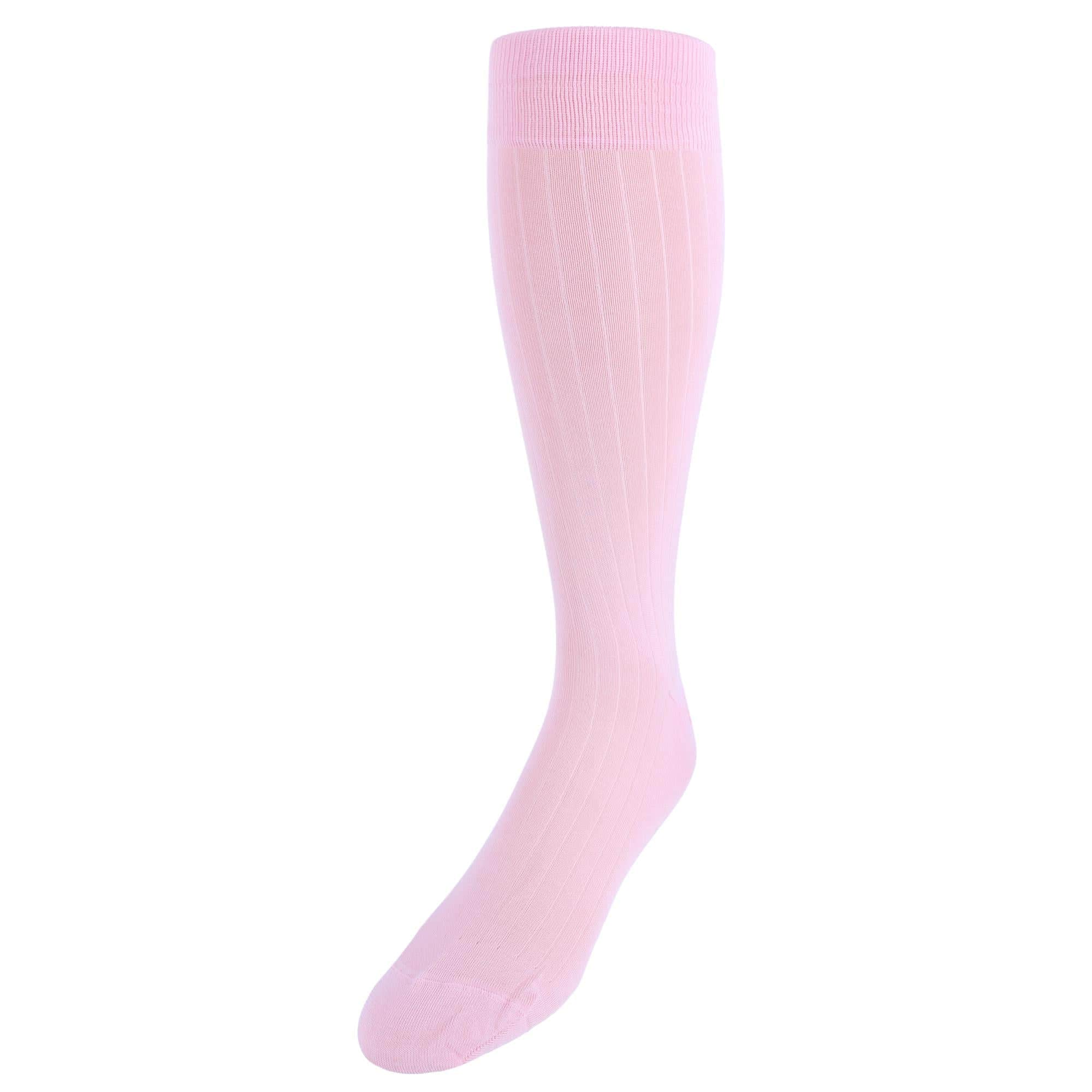 Jasper Ribbed Over The Calf Solid Color Mercerized Cotton Socks - Pink