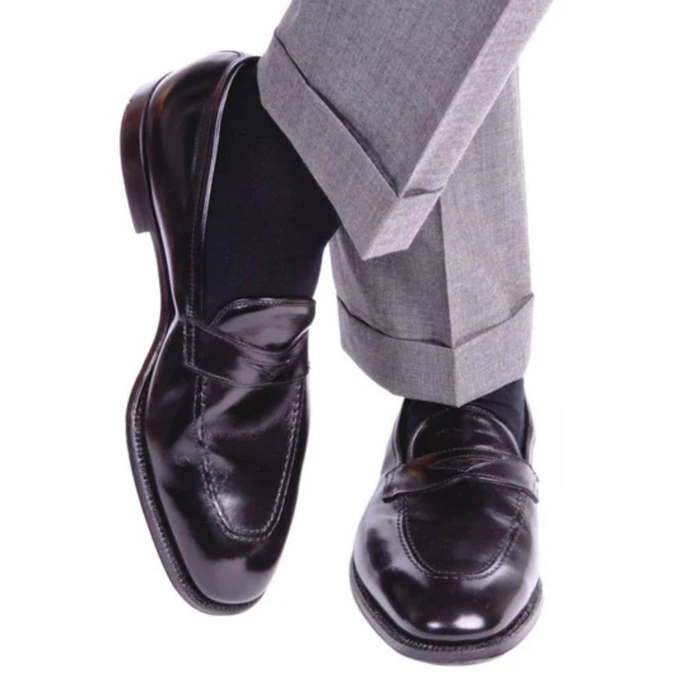 Sutton Over The Calf Fine Merino Wool Socks - Black