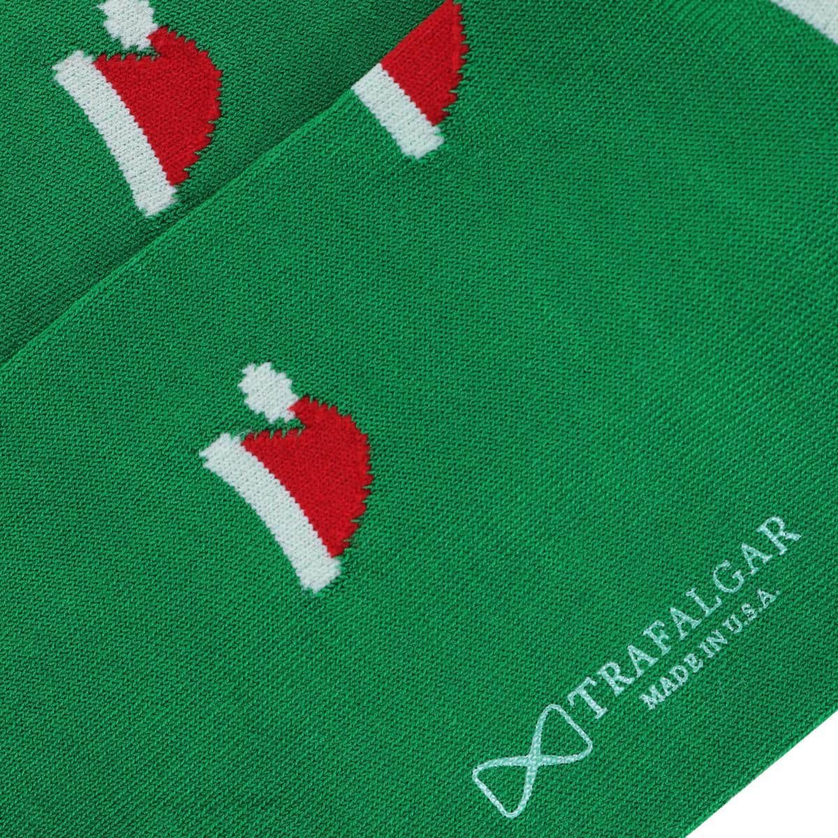 Kringle Santa Hat Over The Calf Christmas Mercerized Cotton Socks - Green