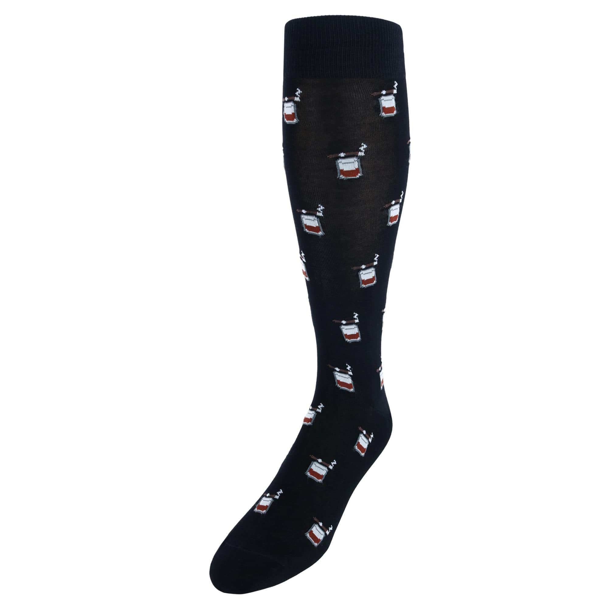 Jack's Bourbon and Cigar Over The Calf Mercerized Cotton Socks - Black