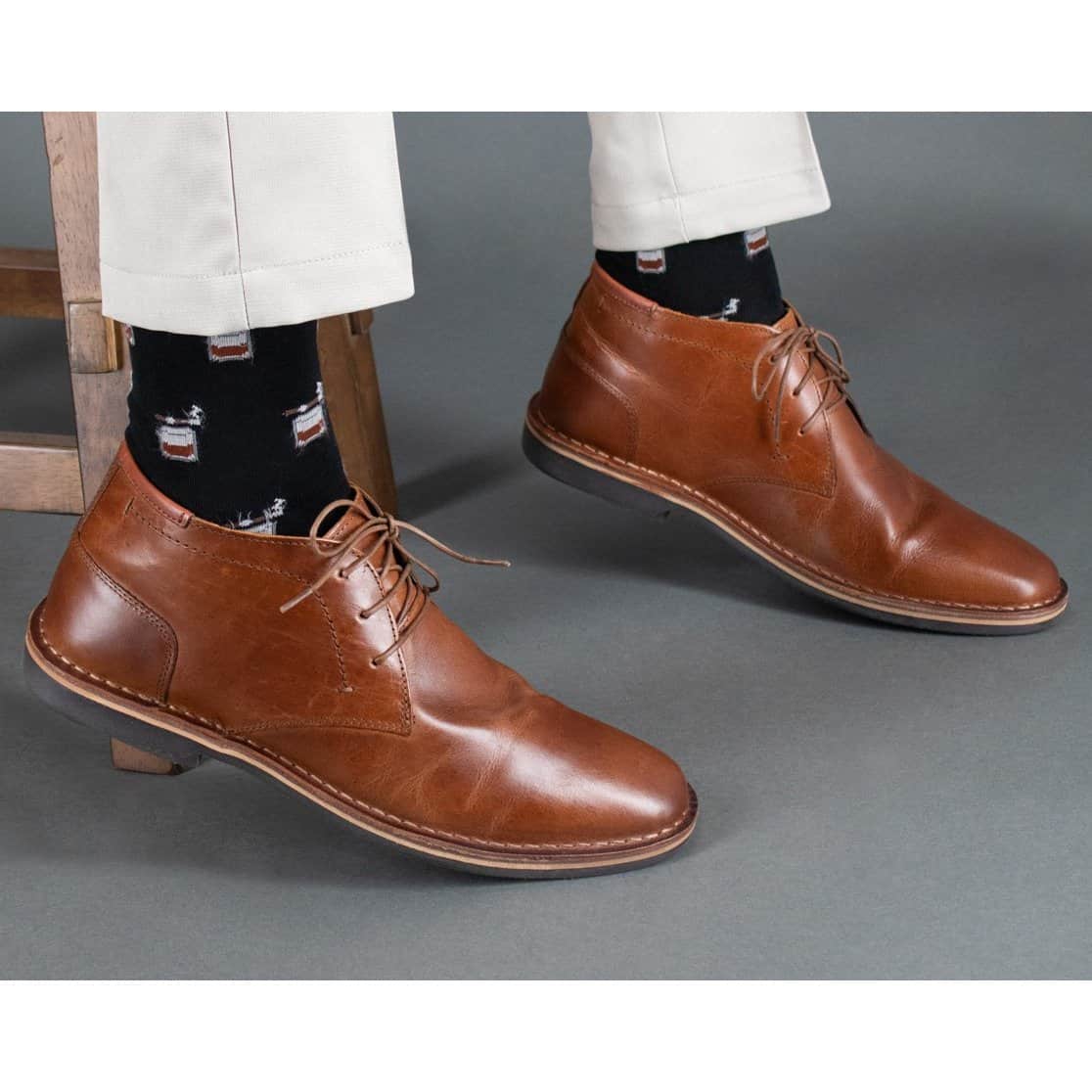 Jack's Bourbon and Cigar Over The Calf Mercerized Cotton Socks - Black