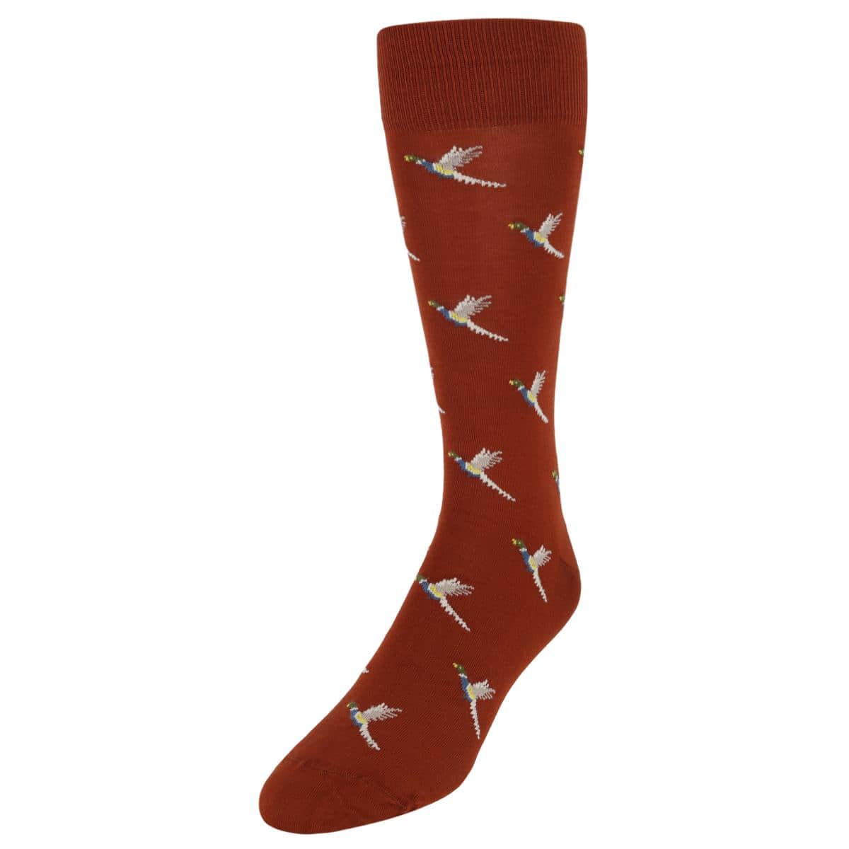 Birds of a Feather Mercerized Cotton Mid-Calf Socks - Whiskey