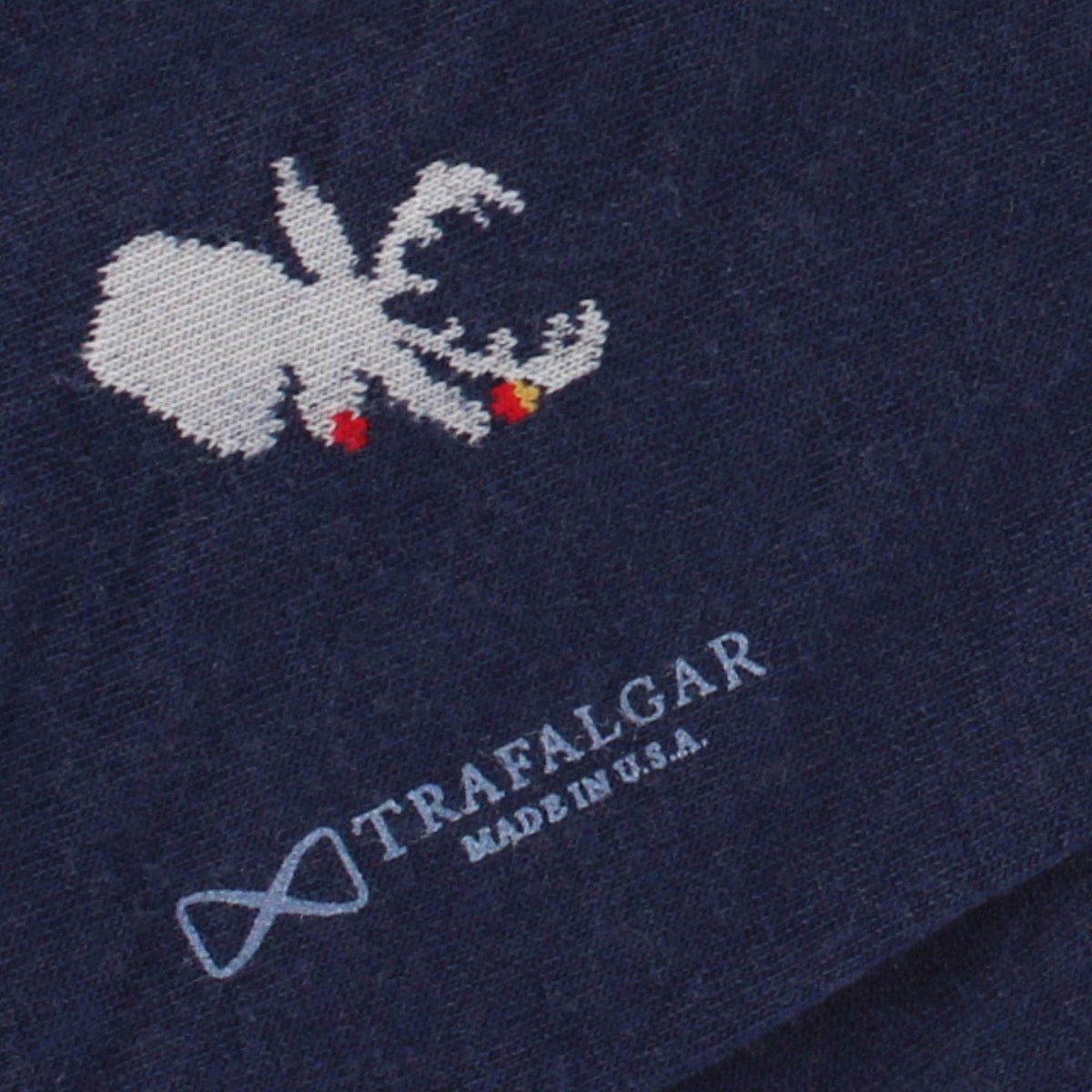 Festive Holiday Deer Cameo Merino Wool Mid Calf Socks (1 Pair) - Navy