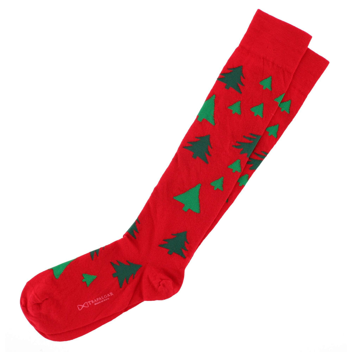 Holiday Tree Farm Novelty Merino Wool Mid Calf Socks (1 Pair) - Red