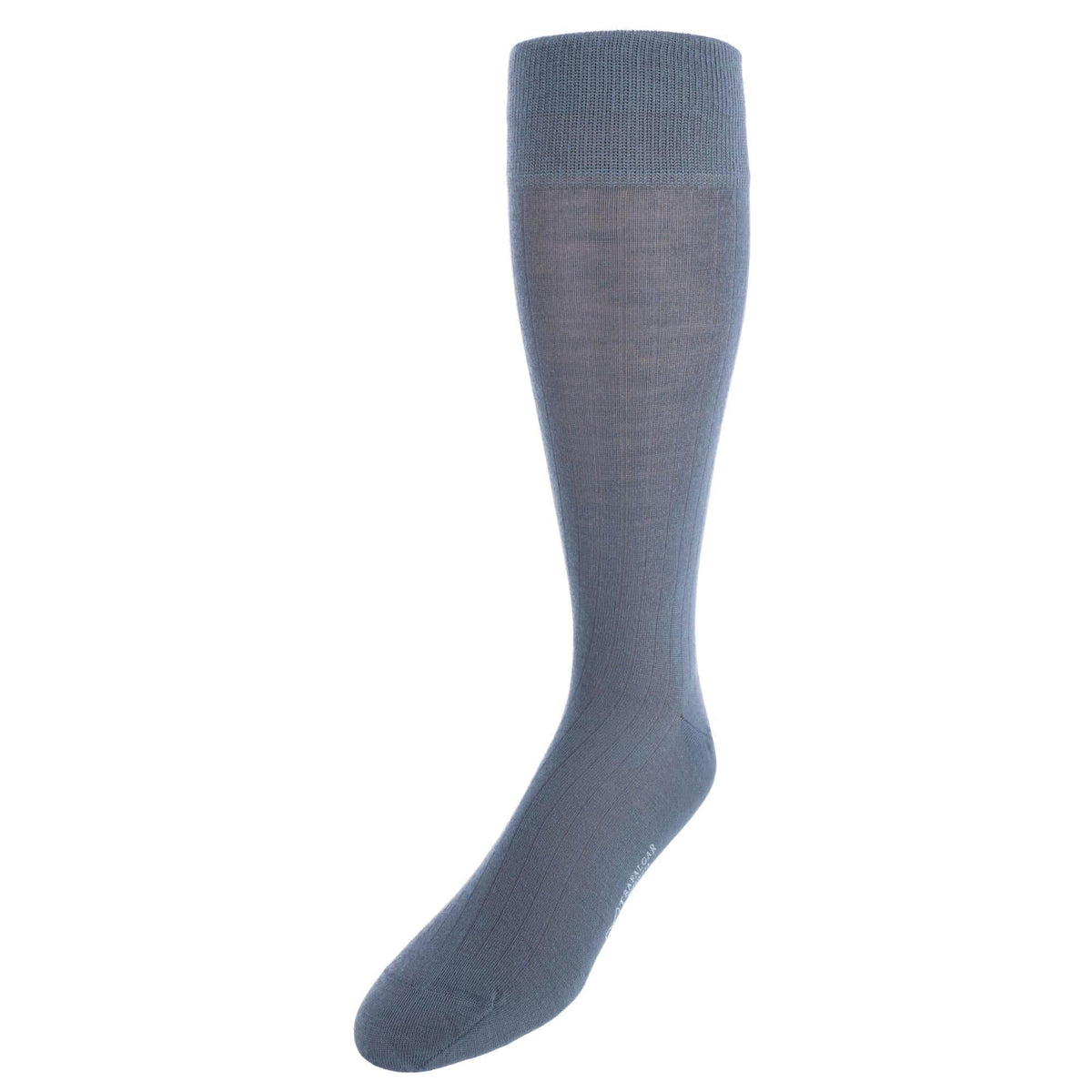 Sutton Fine Merino Wool Solid Color Ribbed Socks - Grey