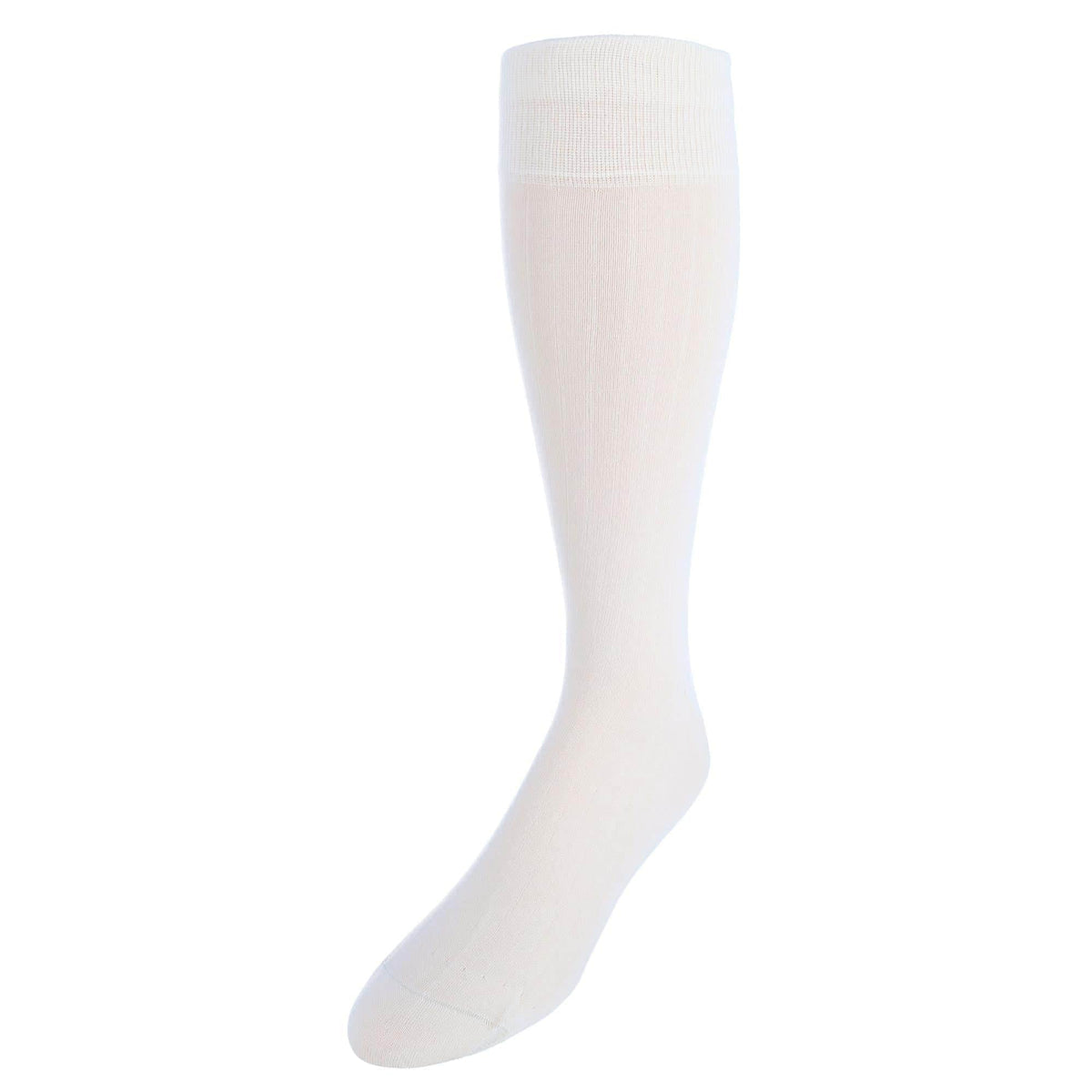 Sutton Fine Merino Wool Solid Color Ribbed Socks - Ivory