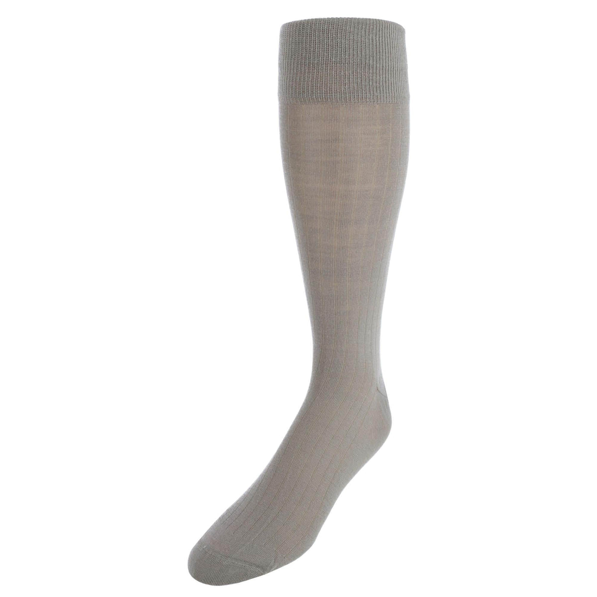 Sutton Fine Merino Wool Solid Color Ribbed Socks - Taupe