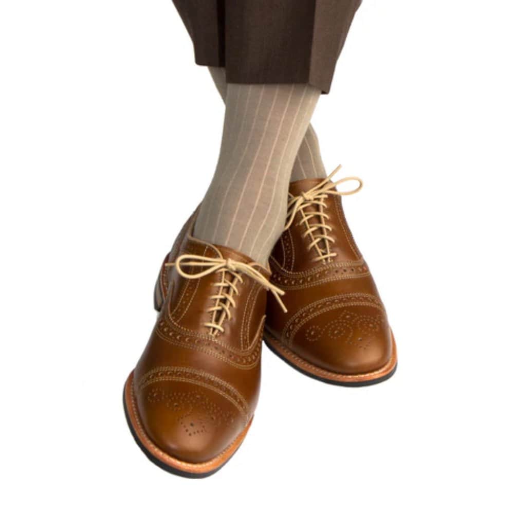 Sutton Fine Merino Wool Solid Color Ribbed Socks - Taupe