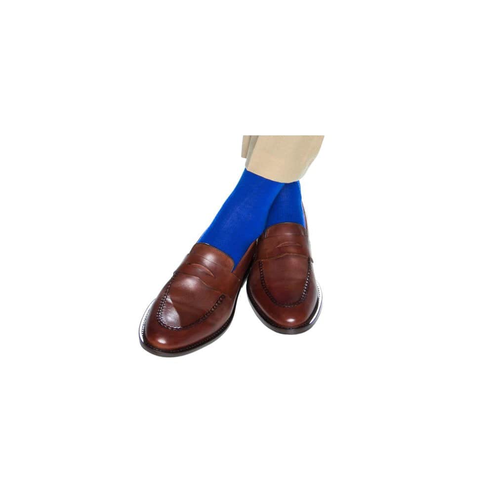 Sutton Fine Merino Wool Solid Color Ribbed Socks - Royal Blue