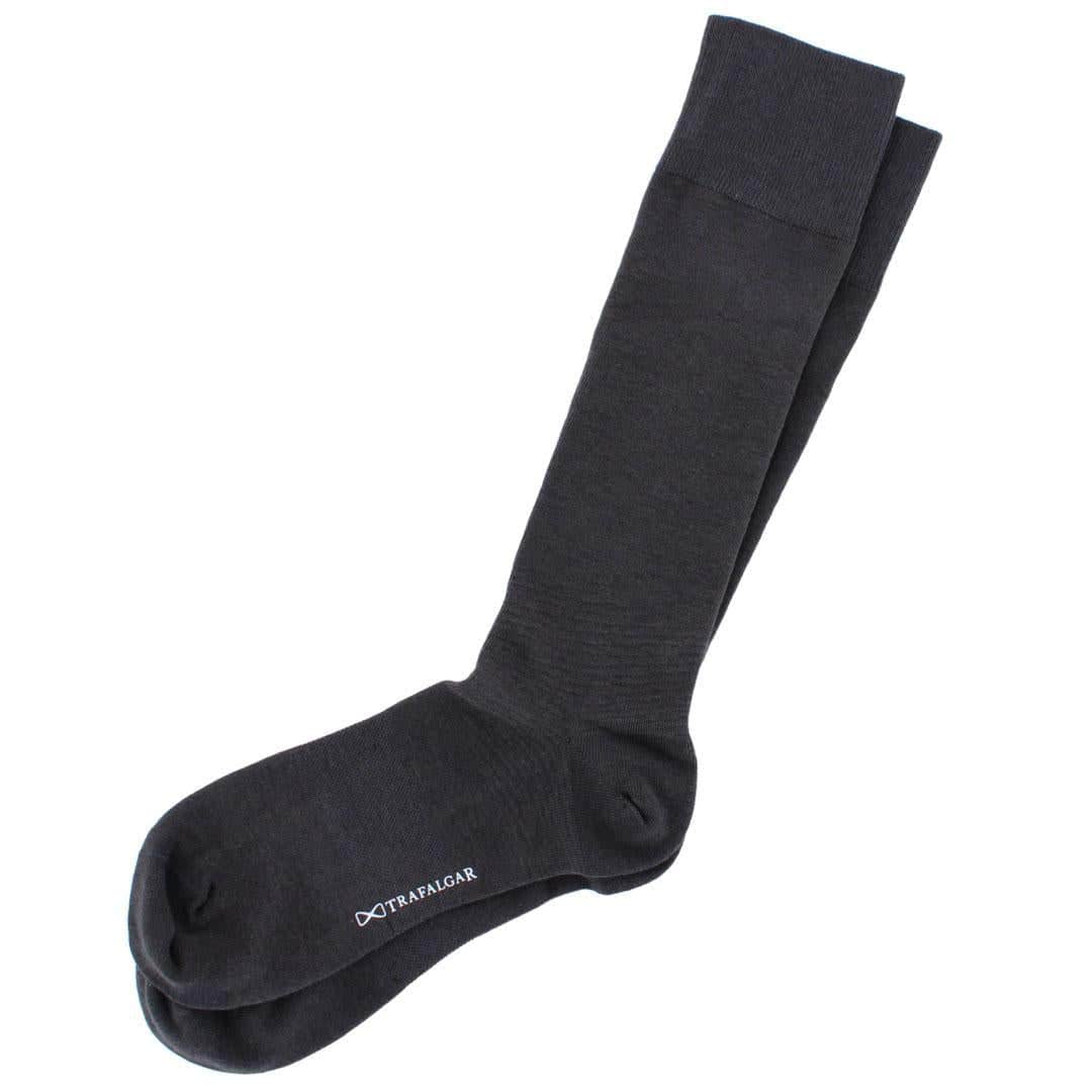 Sasha Solid Colored Mid-Calf Pima Cotton Socks (1 Pair) - Charcoal