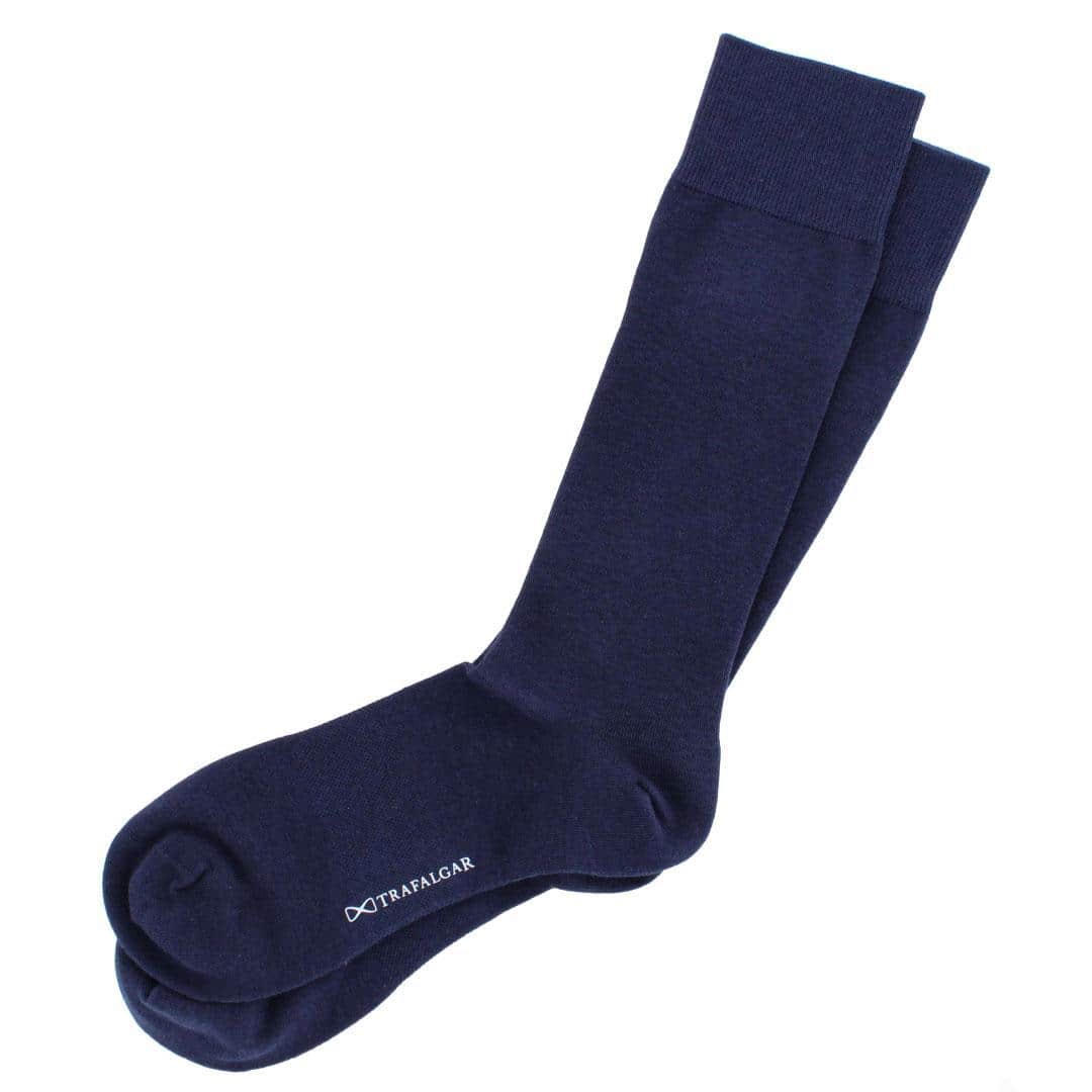 Sasha Solid Colored Mid-Calf Pima Cotton Socks (1 Pair) - Navy Blue