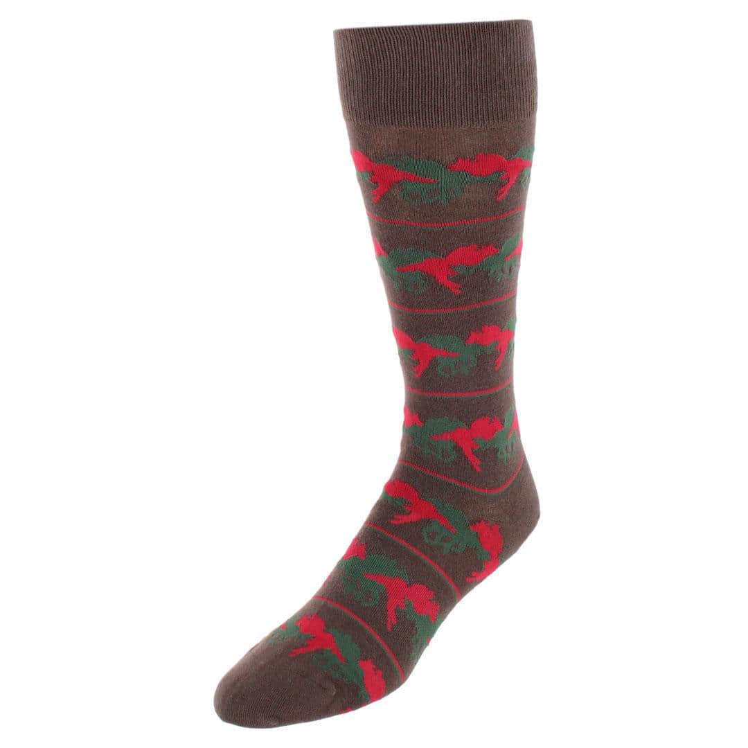 Win Place or Show Mid-Calf Cotton Blend Novelty Dress Sock (1 Pair) - Brown