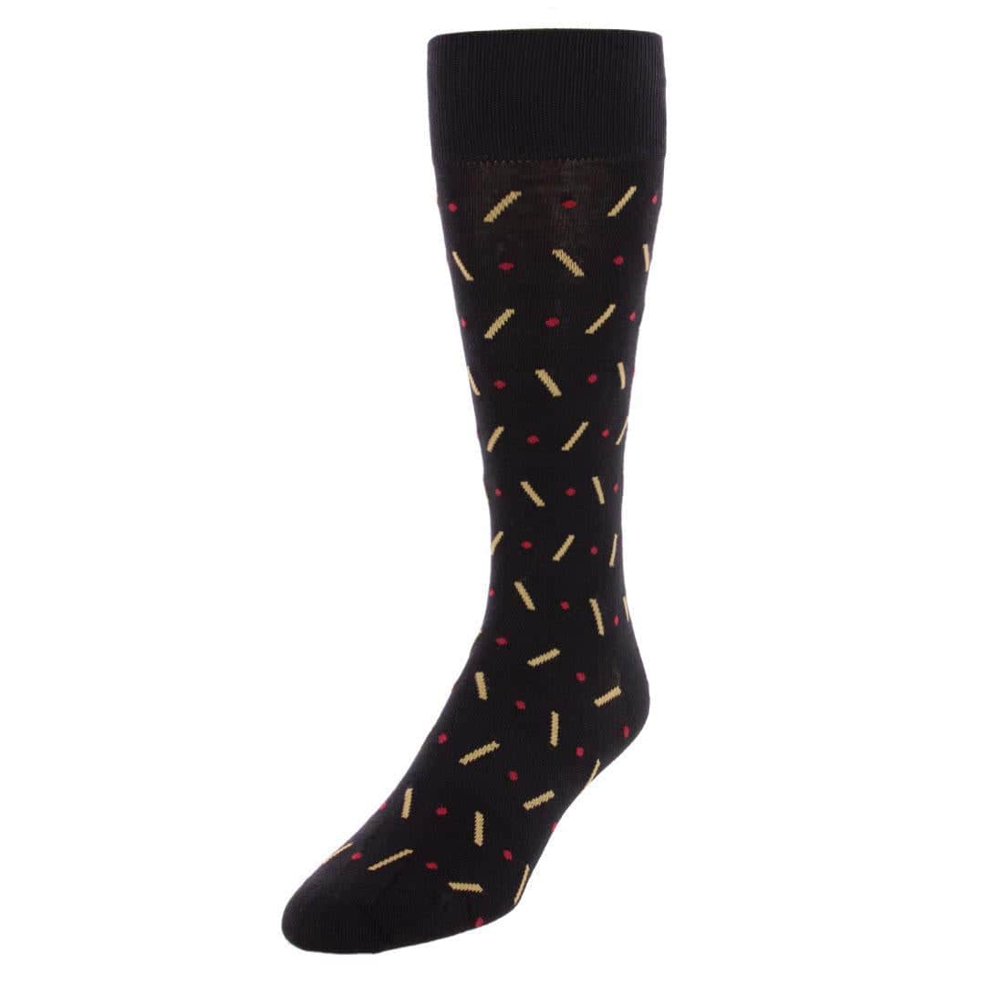 Jevin Dot and Dash Mid-Calf Combed Cotton Dress Socks (1 Pair)