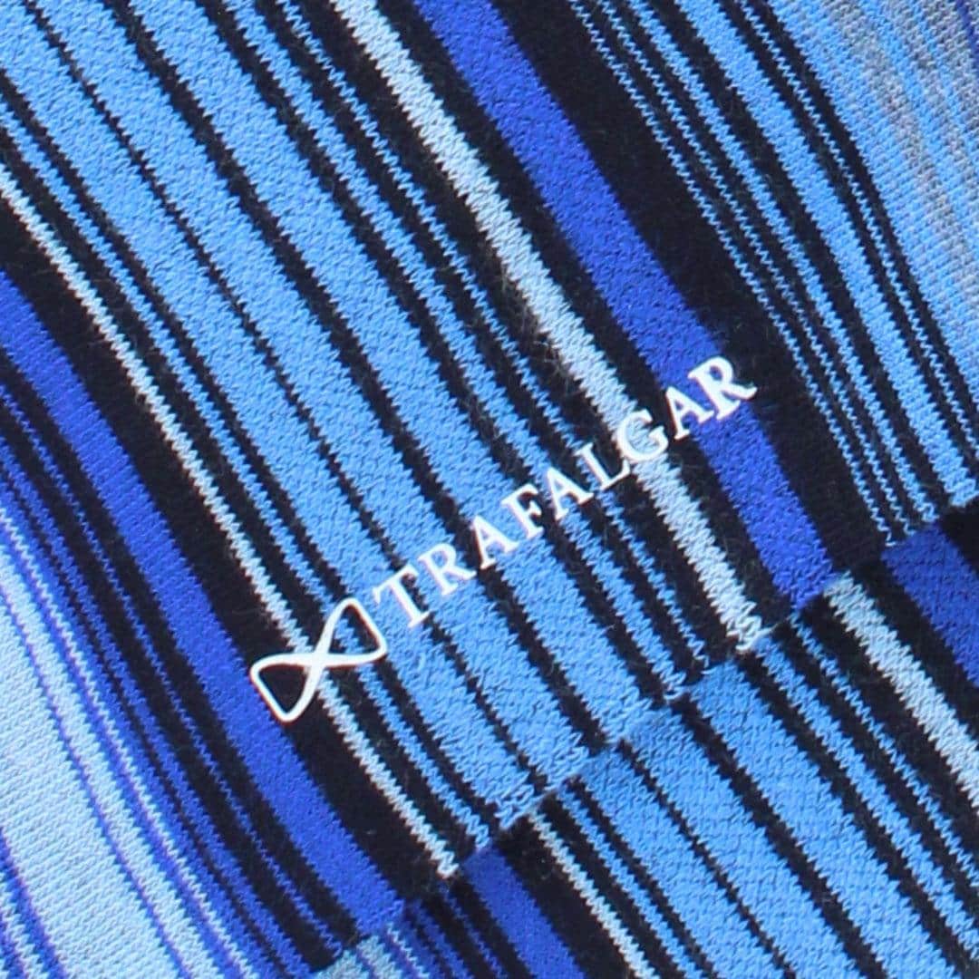 Aciano Micro Mulit-Stripe Mid-Calf Dress Socks (1 Pair) - Multiple Blues Micro Stripes
