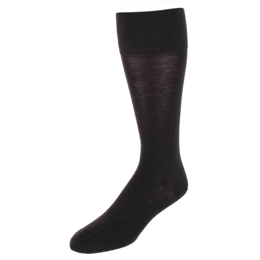 Santana Solid Colored Mid-Calf Merino Wool Socks (1 Pair) - Black