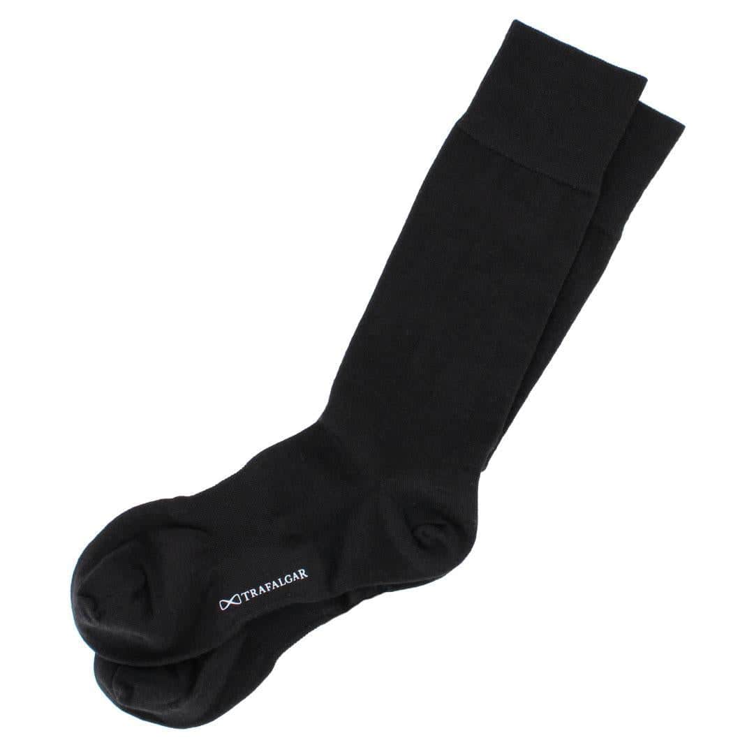 Santana Solid Colored Mid-Calf Merino Wool Socks (1 Pair) - Black