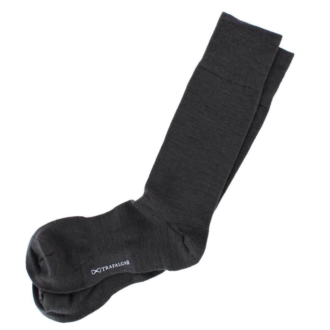 Santana Solid Colored Mid-Calf Merino Wool Socks (1 Pair) - Charcoal