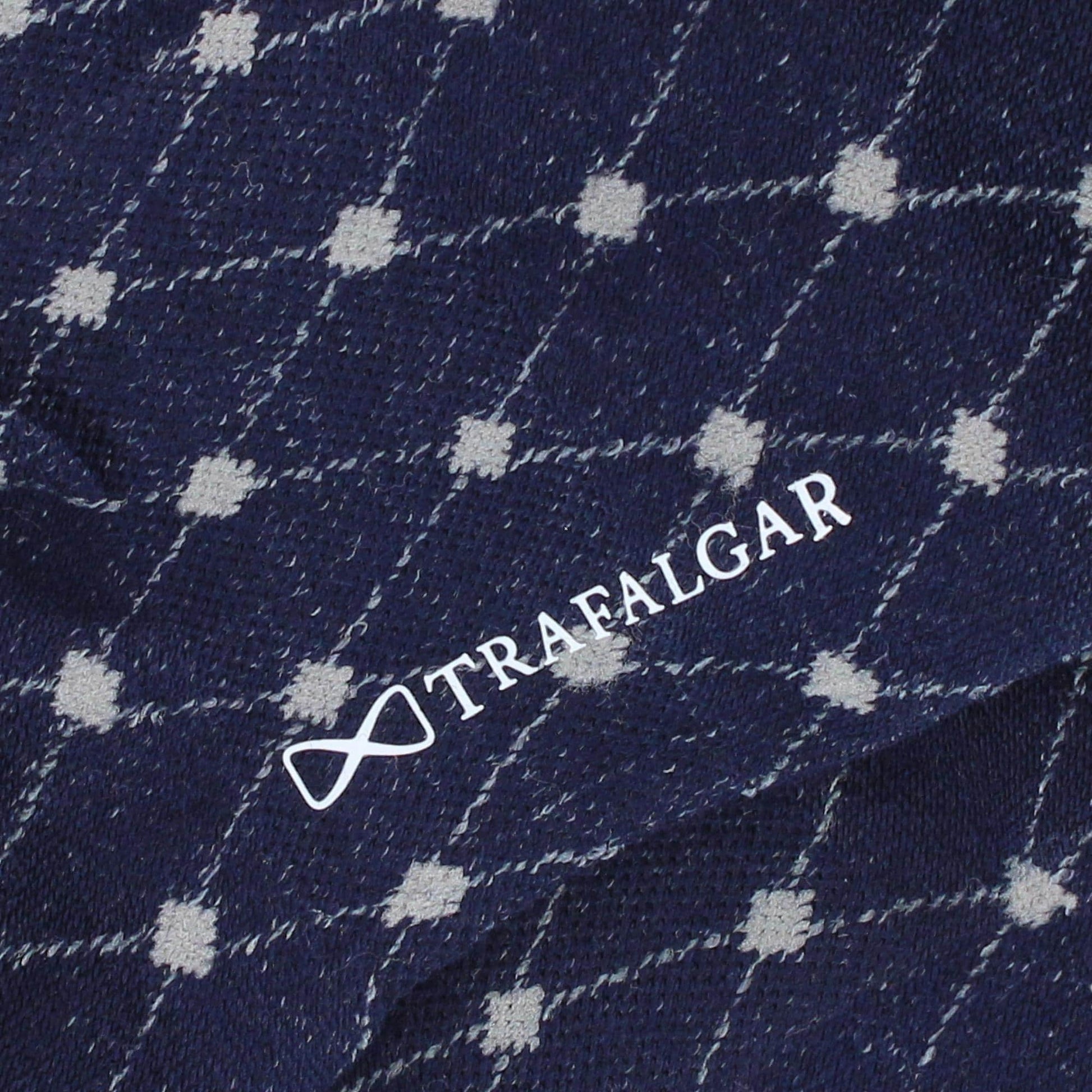 Ciel Diamon Patterned Mid-Calf Merino Wool Socks (1 Pair) - Navy Blue and Grey