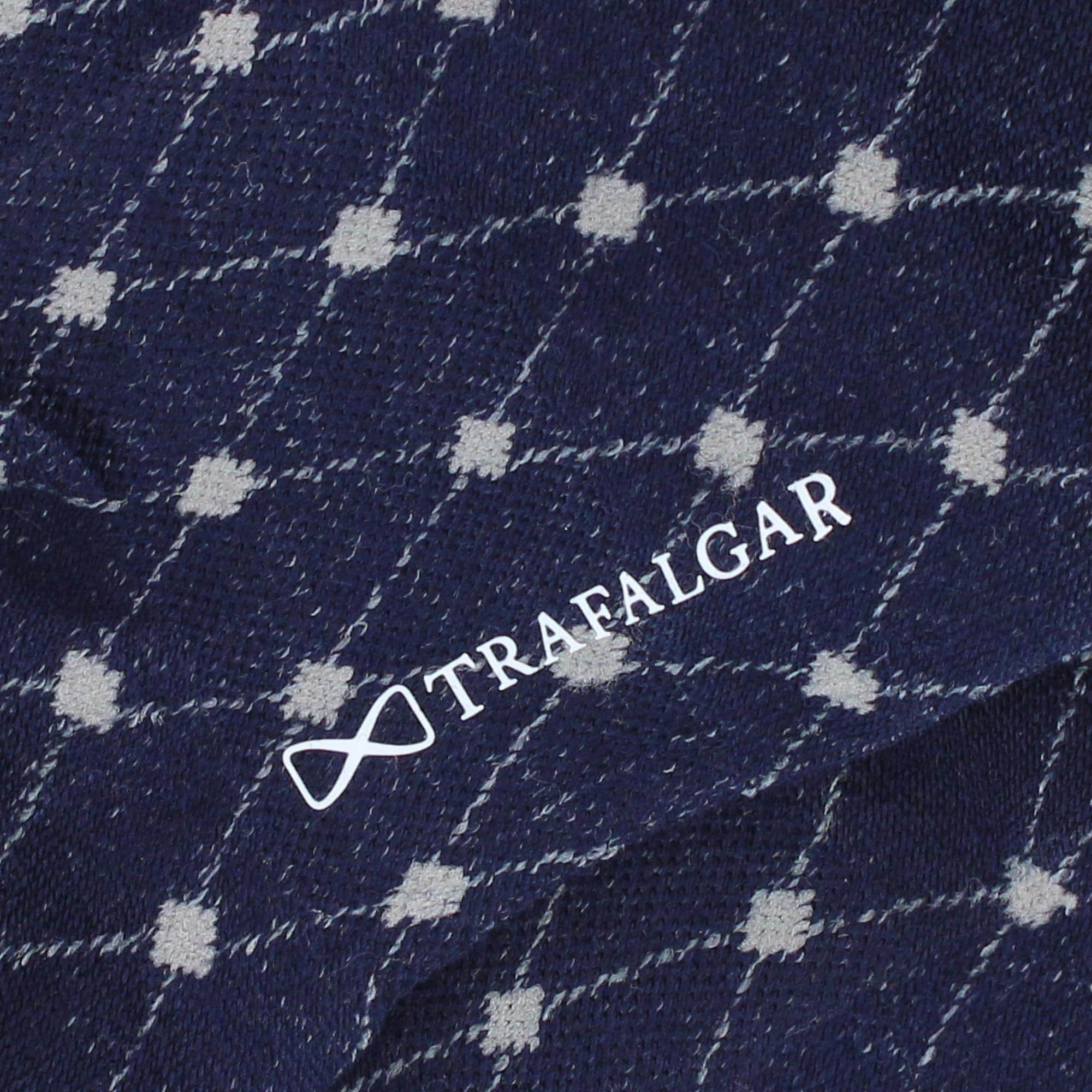 Ciel Diamon Patterned Mid-Calf Merino Wool Socks (1 Pair) - Navy Blue and Grey